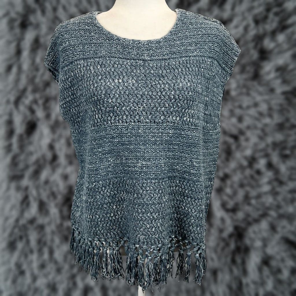 Orvis Orvis Knit Sleeveless Sweater Sz S/M Womens Fringe Blue Coastal Grandma Tassels Beach Winter Fall Spring Summer Pullover Knit Cotton Boxy Size S / US 4 / IT 40 - 1 Thumbnail