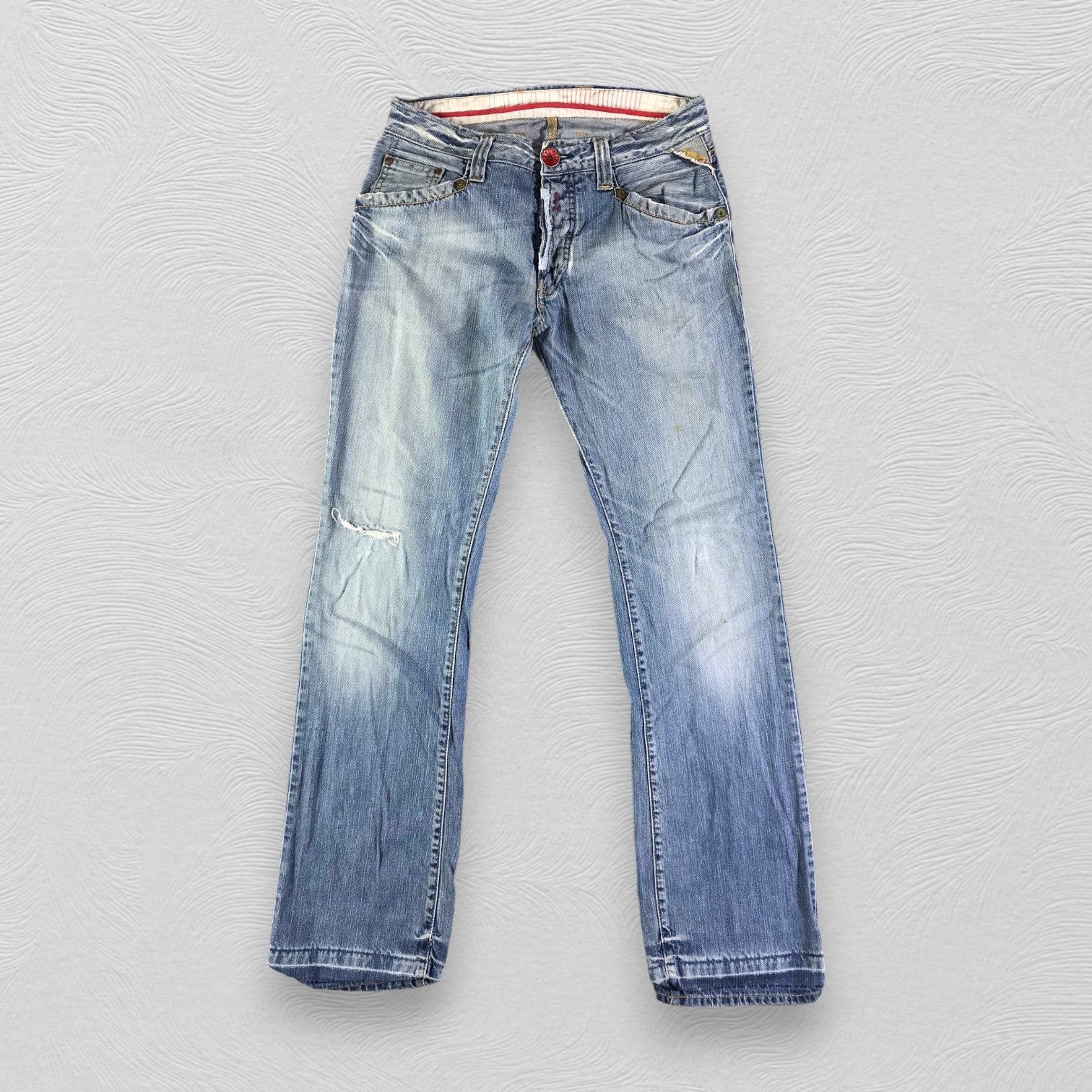 Replay Replay Jeans Ripped Faded Blue Denim KJ2489 Size US 29 - 1 Thumbnail