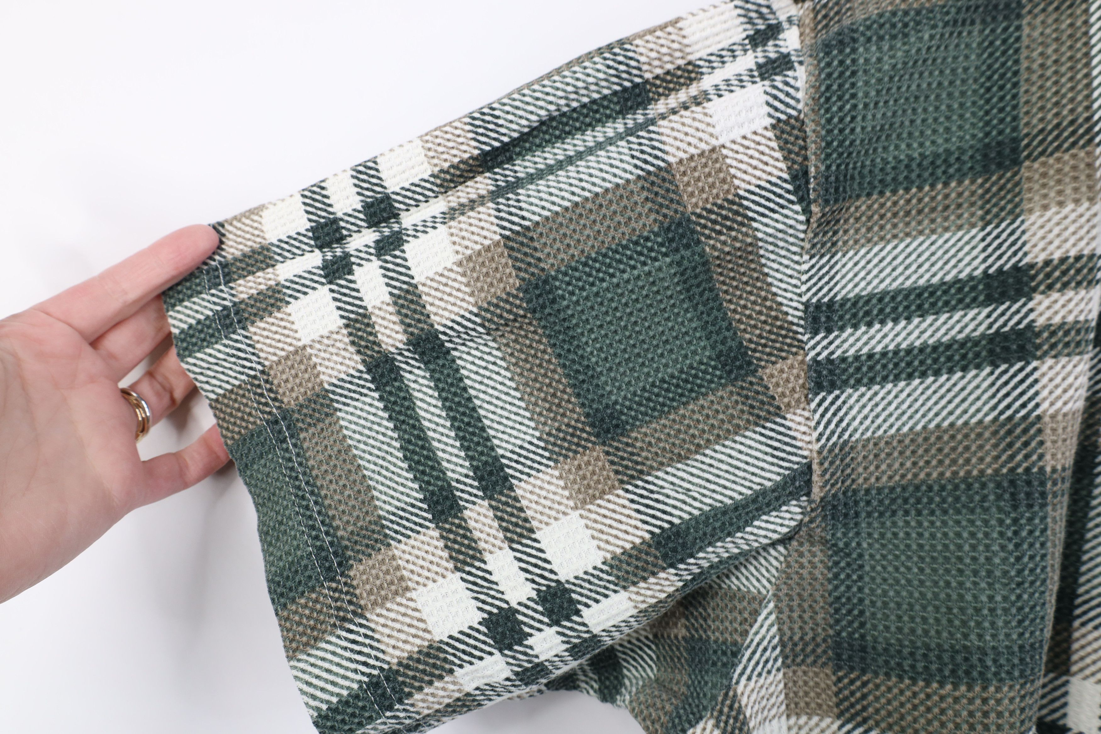 Vintage Vintage 90s Streetwear Waffle Knit Collared Polo Shirt Plaid Size 3XL / US 20-22 - 8 Thumbnail