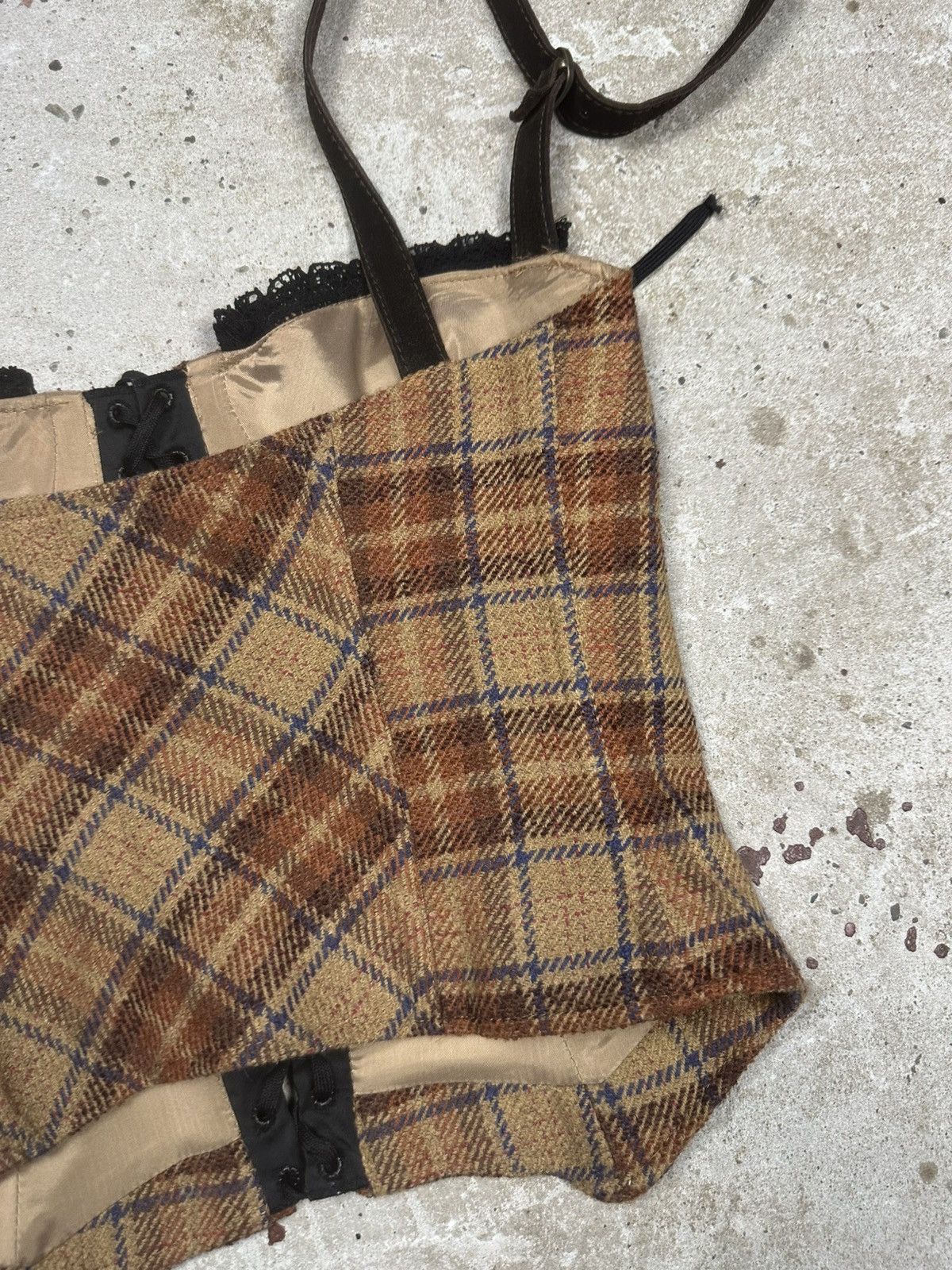 Dolce & Gabbana Dolce & Gabbana FW 2002 Wool Brown Tartan Runway Corset Size S / US 4 / IT 40 - 8 Thumbnail