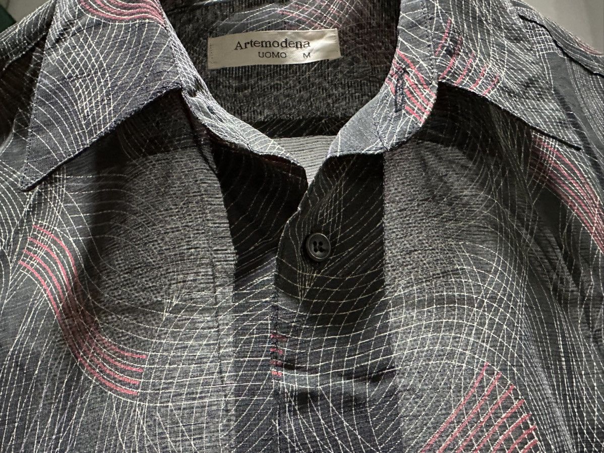 Japanese Brand 🔥80s Artemodena Uomo Distorted Line Illusion Wave Shirt Ss Size US M / EU 48-50 / 2 - 5 Thumbnail