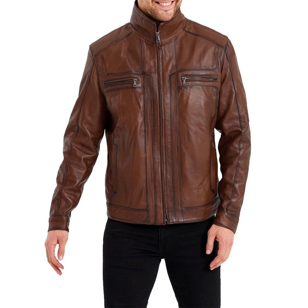 Other Mens Waxed Bomber Brown Leather Jacket Size US XXL / EU 58 / 5 - 3 Thumbnail