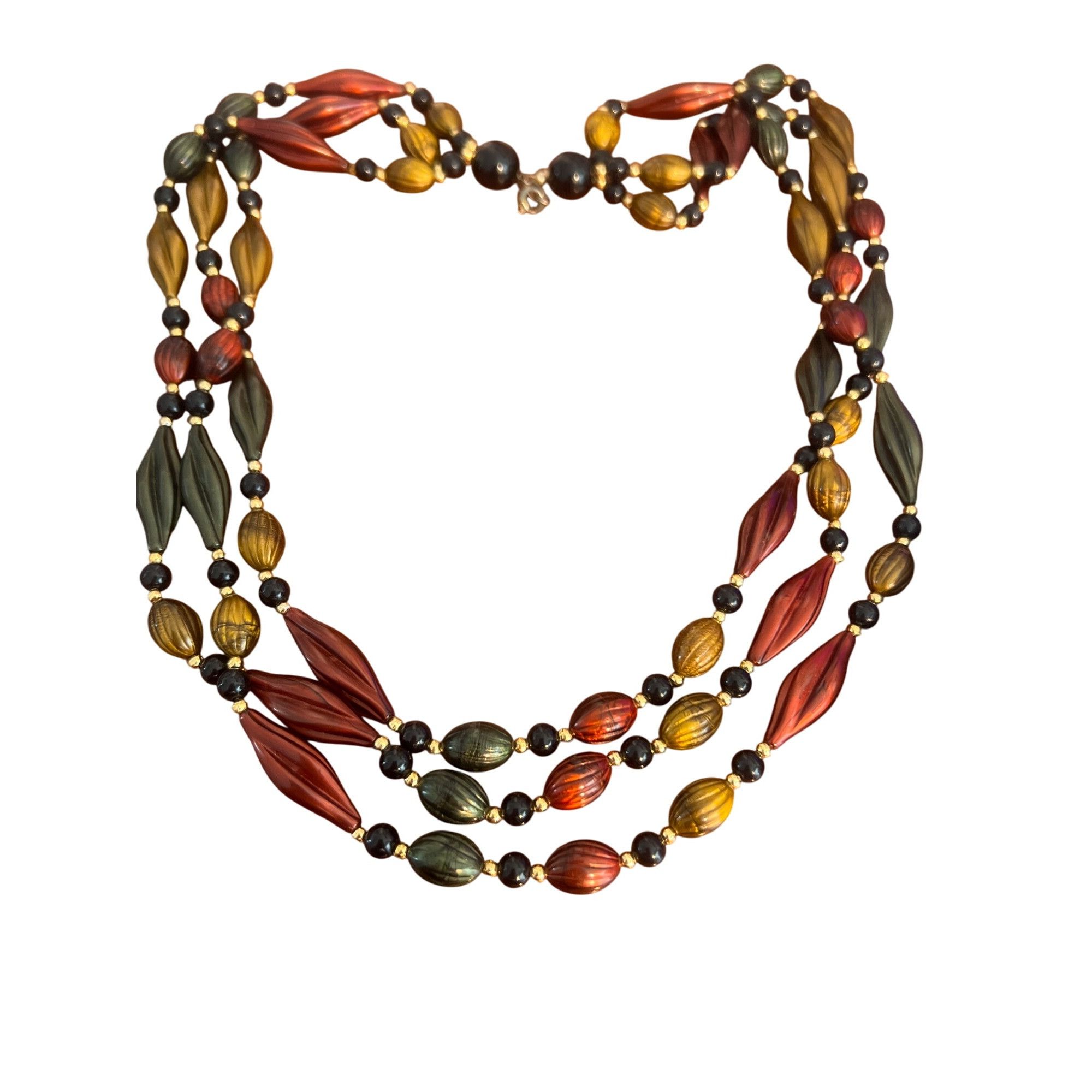 Other Vintage Twisted Bead Necklace Green Red Cranberry Mustard Ye Size ONE SIZE - 4 Thumbnail