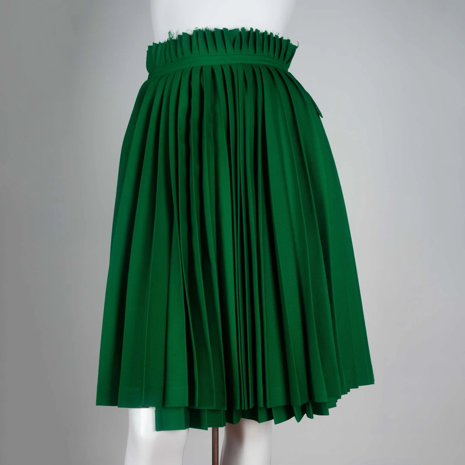 Comme des Garcons Comme des Garçons Green Pleated Wool Wrap Skirt, 1998 Size 28" / US 6 / IT 42 - 3 Thumbnail