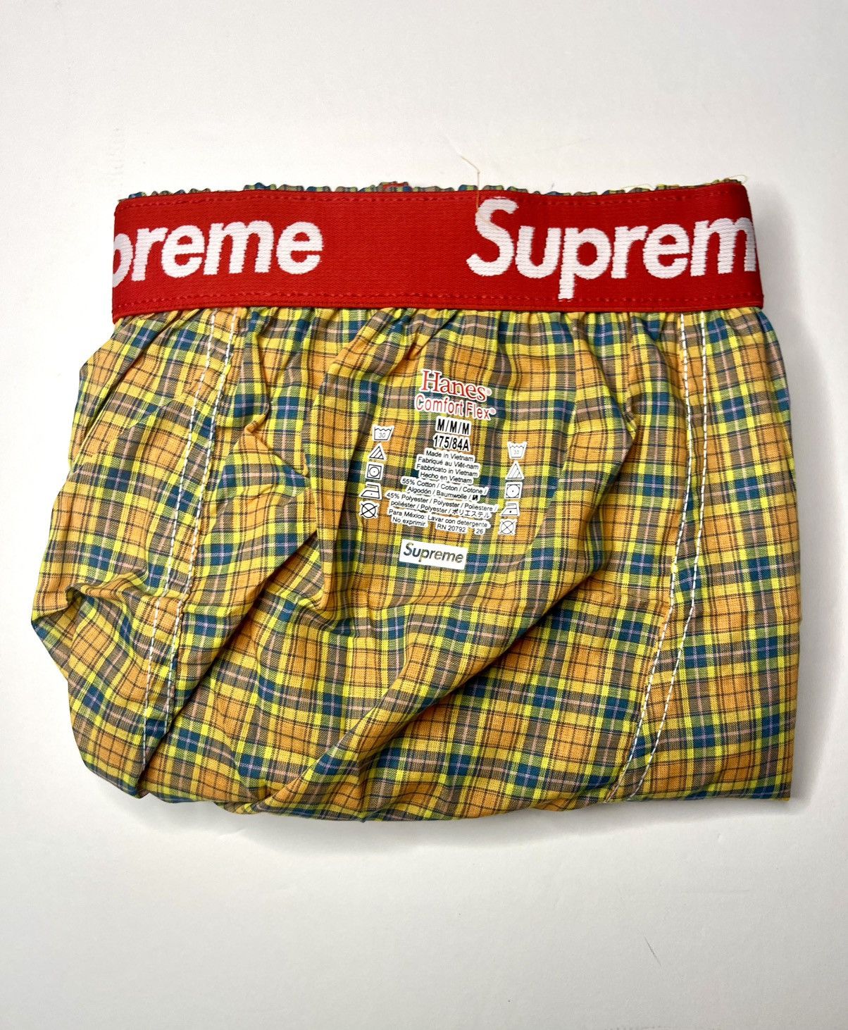 Supreme Fw26 Hanes Plaid Boxers Blue Yellow M, Men's (Size 32)