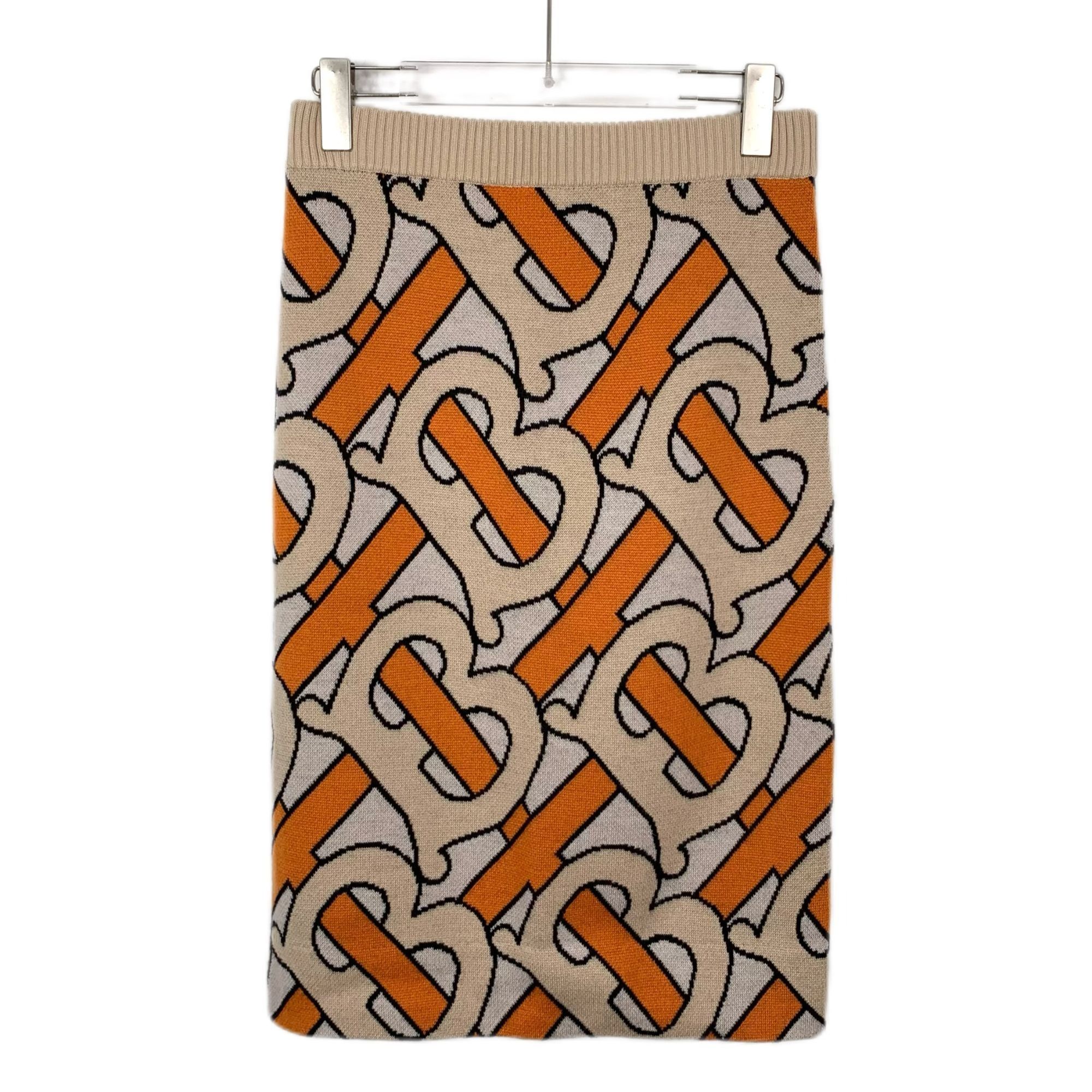 Burberry Burberry London England Wool Logo Knit Skirt M Beige & Orang Size 28" / US 6 / IT 42 - 1 Thumbnail