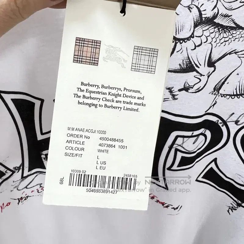 Burberry Burberry White Cotton Men's T. Size US L / EU 52-54 / 3 - 3 Thumbnail