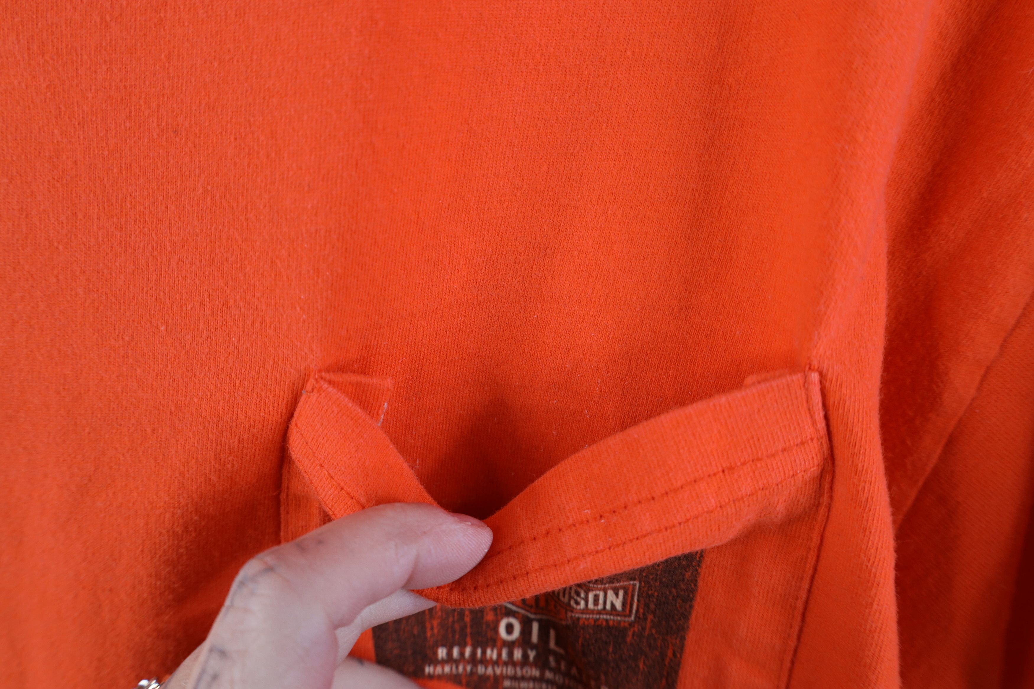 Harley Davidson Vintage Y2K Harley Davidson Oil Pocket T-Shirt Orange Cotton Size US M / EU 48-50 / 2 - 5 Thumbnail