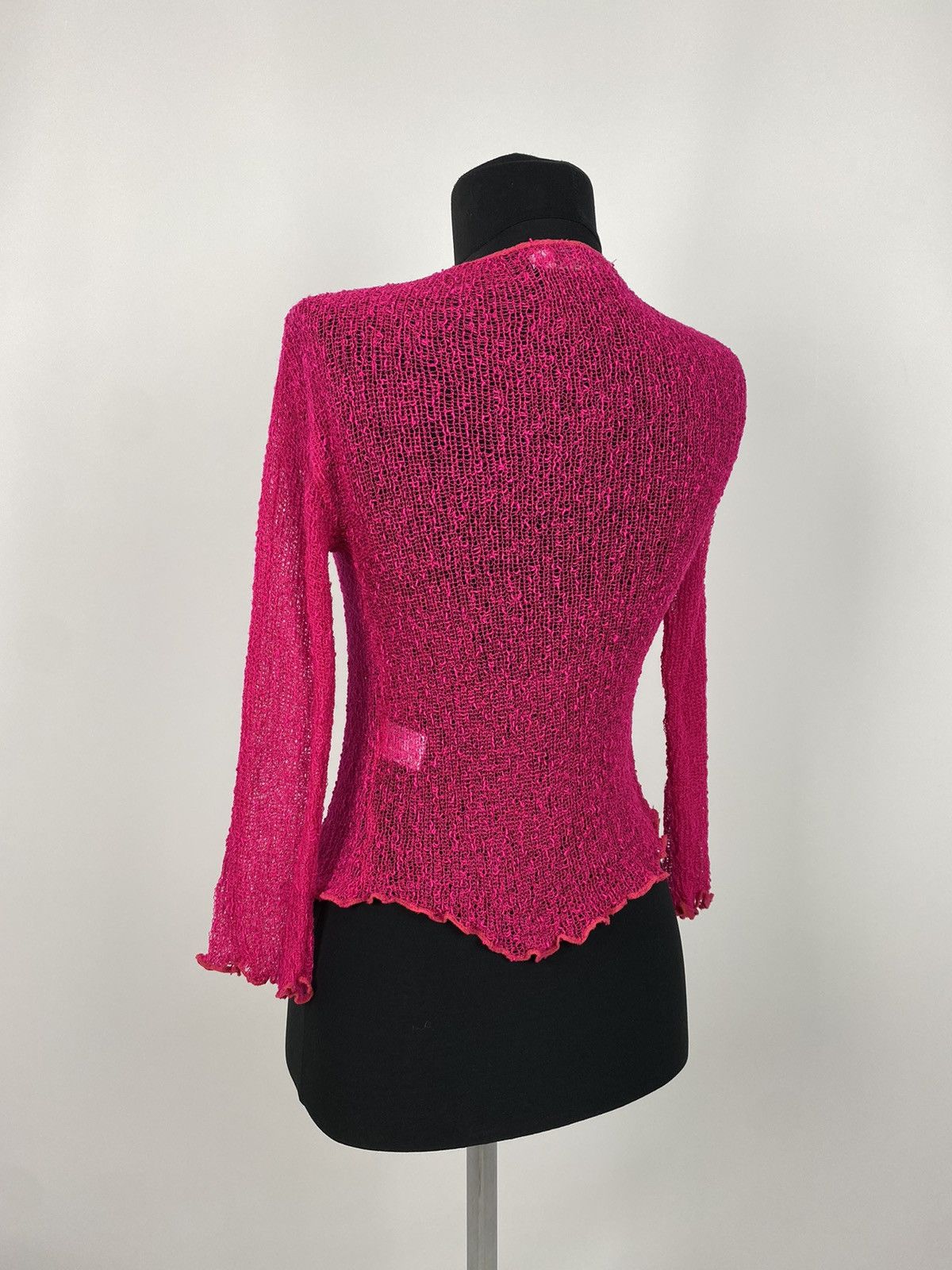 Vintage Y2K Vintage Pink Mesh Knit Wrap Bolero Shrug Top Cardigan Size ONE SIZE - 3 Thumbnail