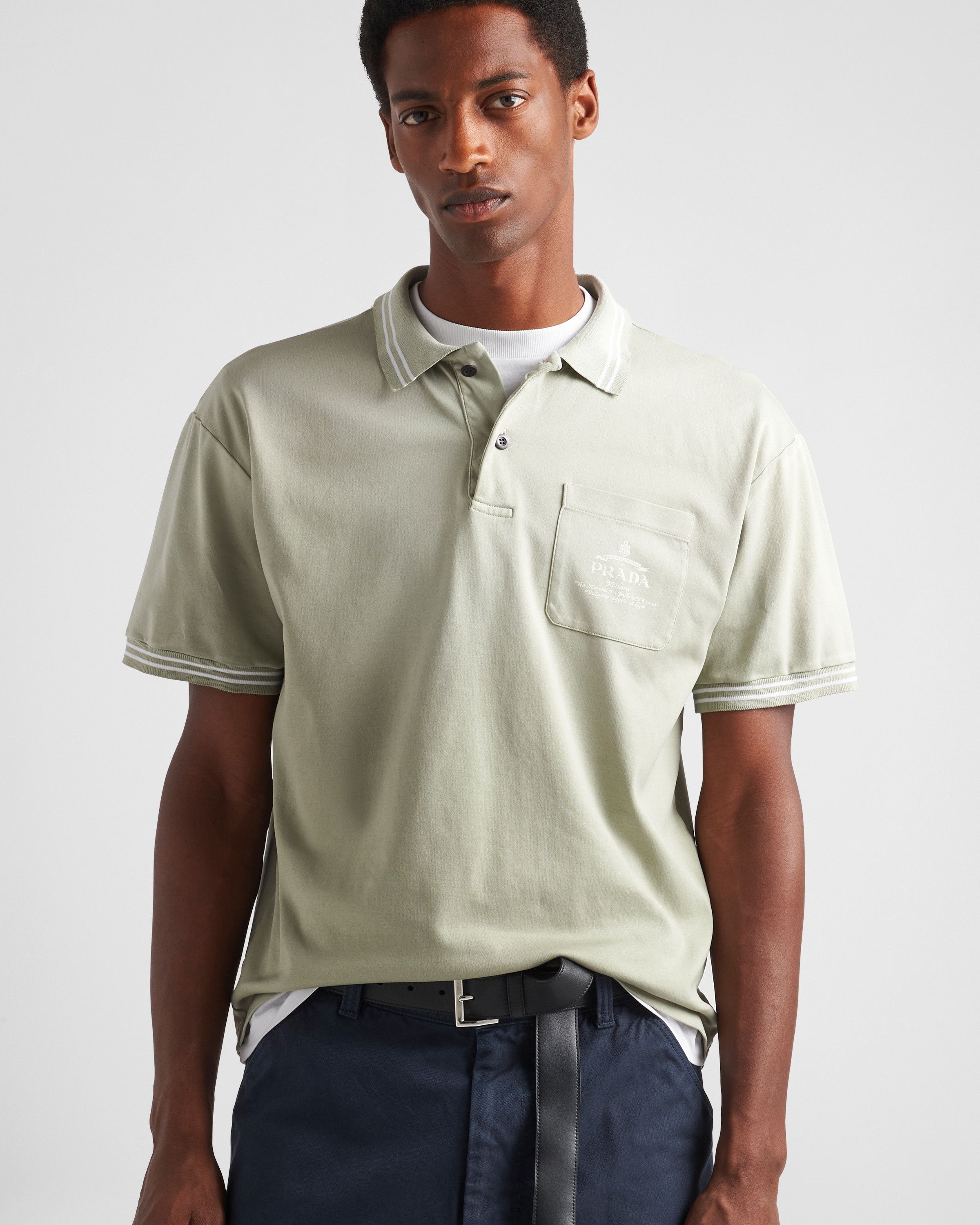 Prada o1bcso1str1025 Cotton Polo Shirt in Green Size US S / EU 44-46 / 1 - 3 Thumbnail