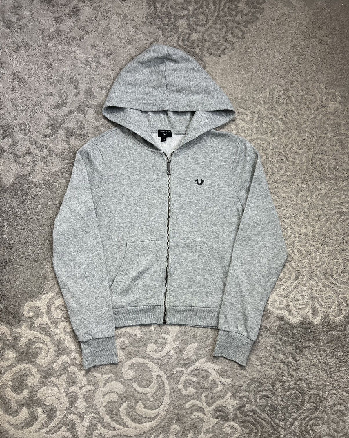 True Religion True Religion Big Logo Gray Zipped Women's Hoodie Size L / US 10 / IT 46 - 2 Thumbnail