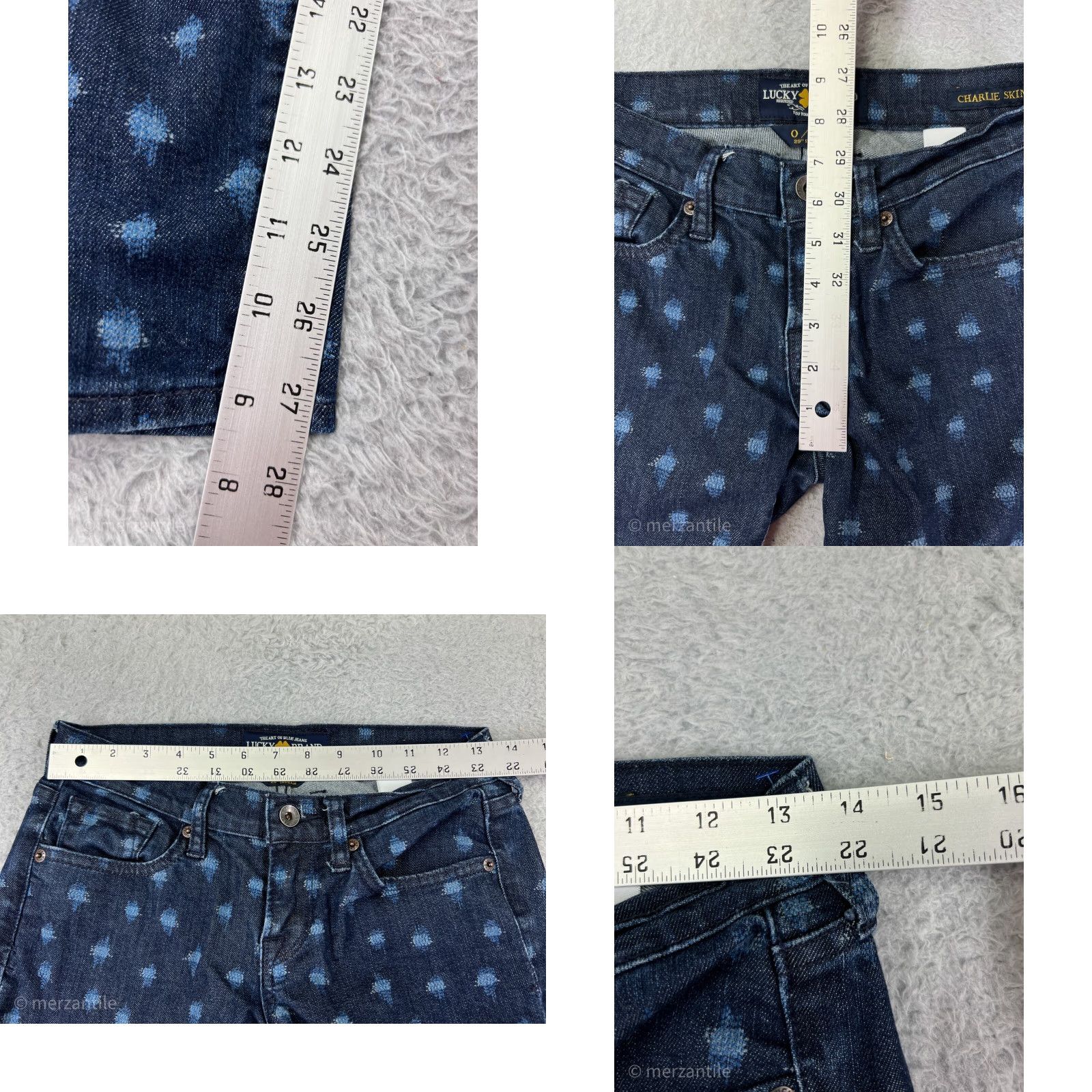Lucky Brand Lucky Brand Jeans Women 0 Blue Polka Dot Denim Skinny Jeans 5-Pocket Regular Stretchy Color Blue Modern USA Women's Fashion Size 25" / US 0 / IT 36 - 9 Thumbnail