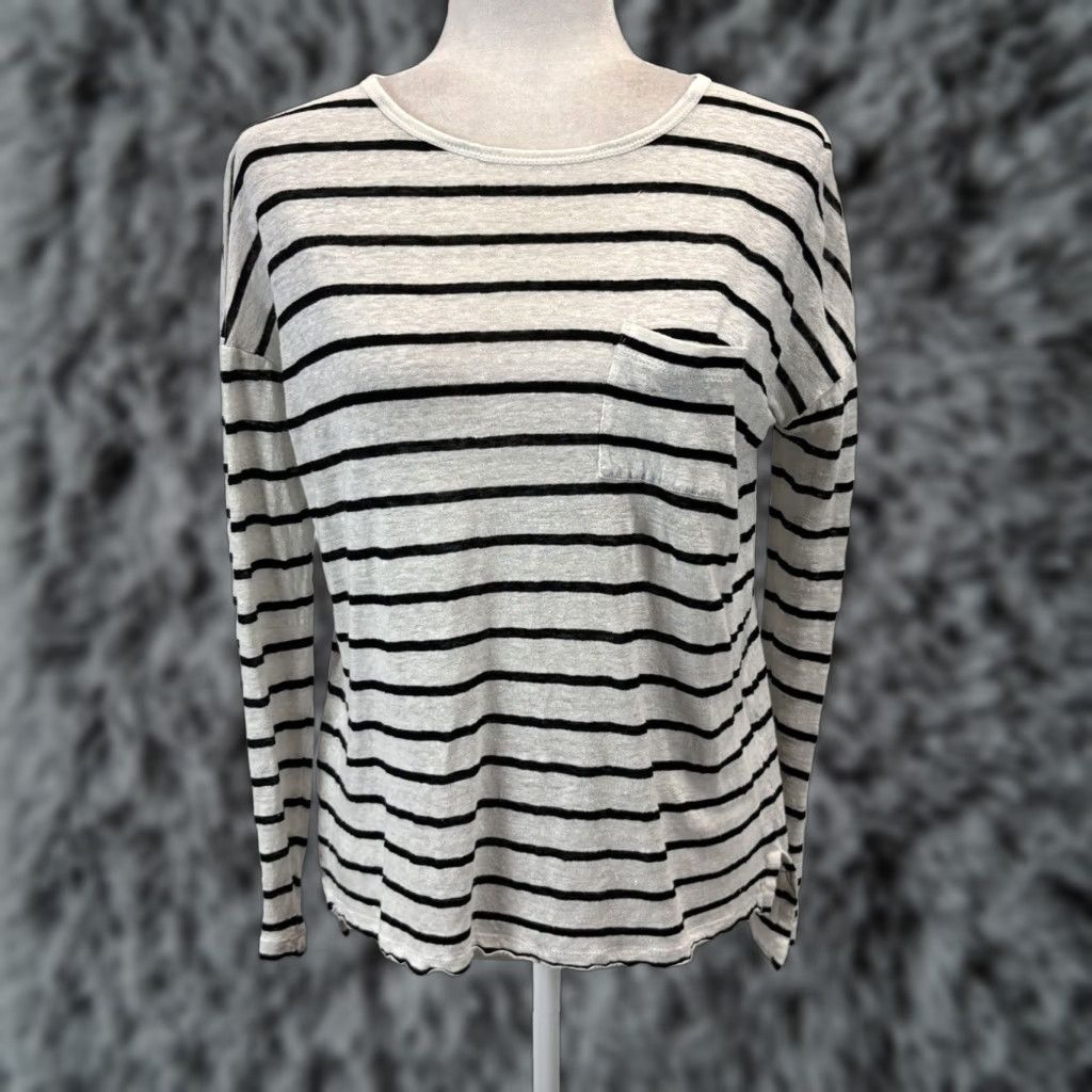 Vince Vince Women's Linen Long Sleeve Striped Shirt Top XS Multicolor Size XS / US 0-2 / IT 36-38 - 1 Thumbnail