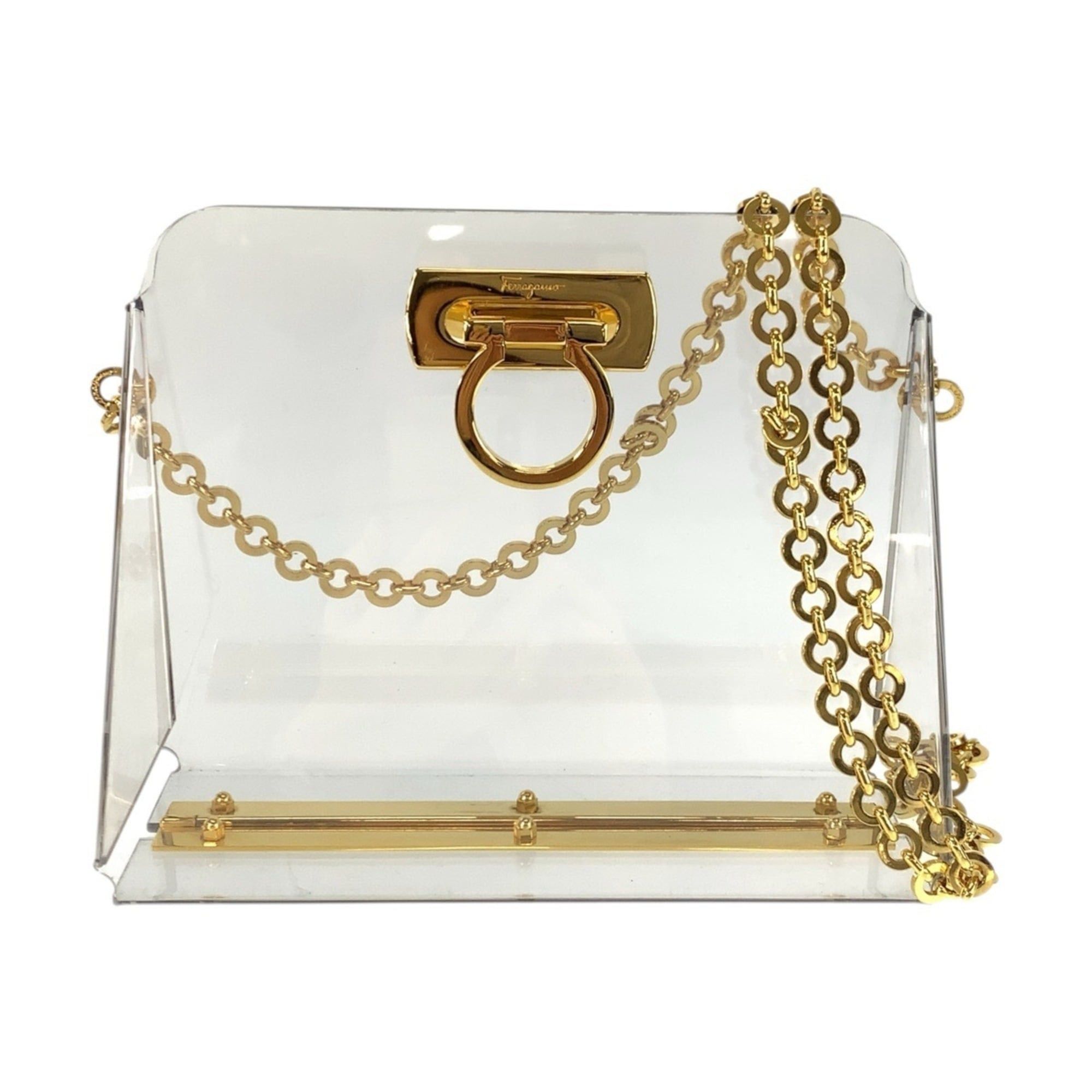 Salvatore Ferragamo Salvatore Ferragamo Gancini Clear Gold Hardware Plastic Chain Shoulder Bag for Women Size ONE SIZE - 1 Thumbnail