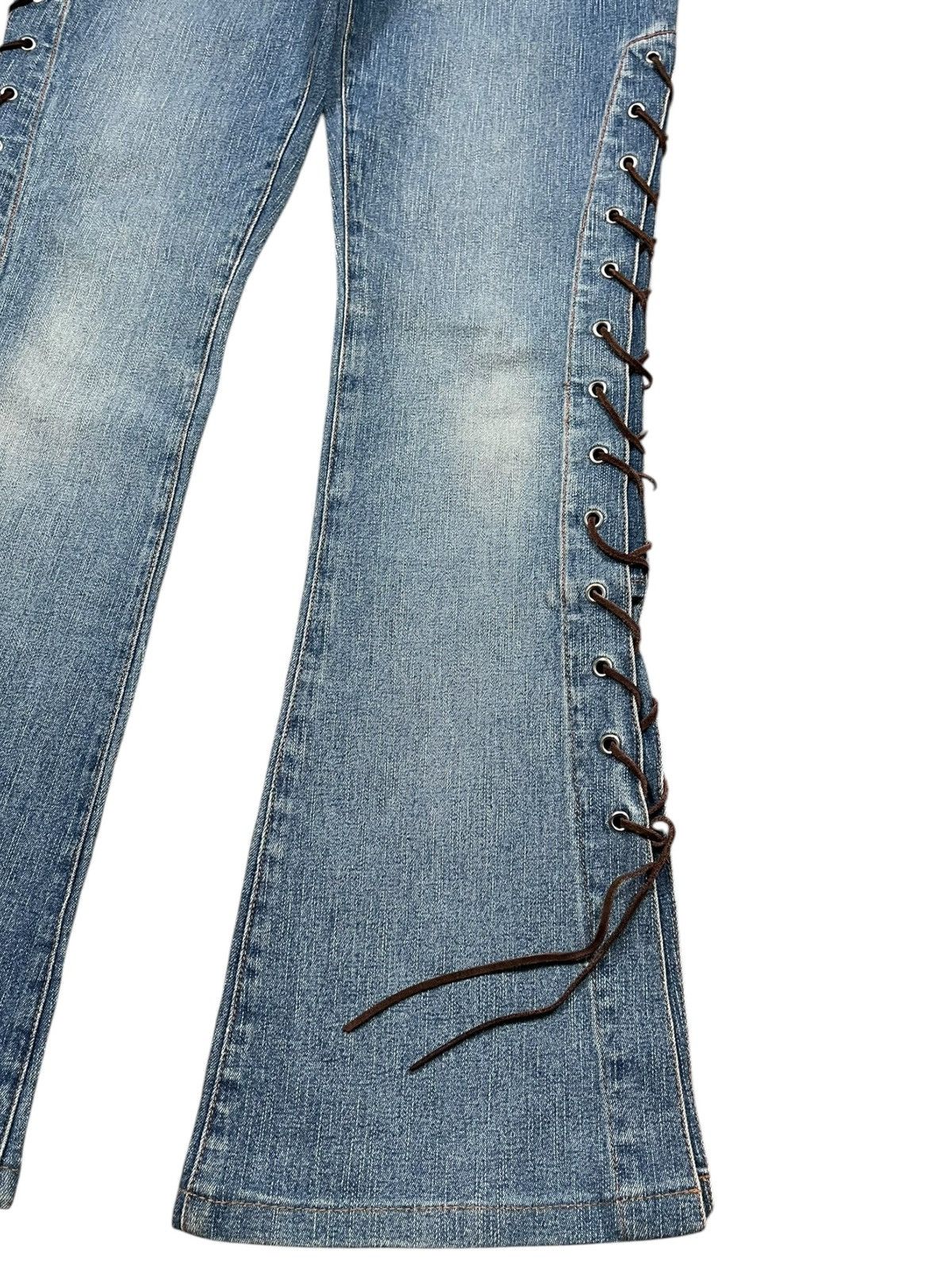 Japanese Brand Lace up Flare Denim Pants Size US 27 - 5 Thumbnail