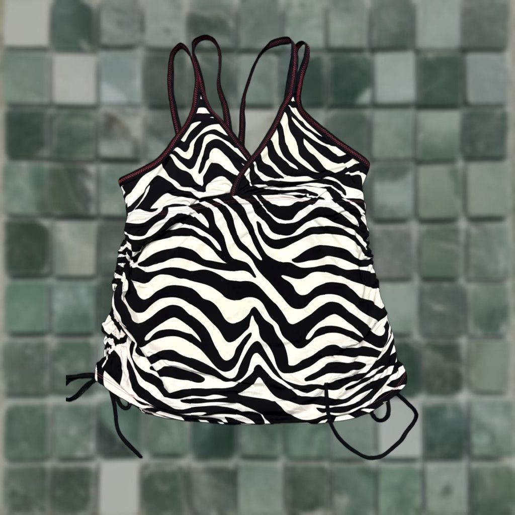 Vintage COLE OF CALIFORNIA Tankini Top Womens Juniors XL Zebra Black & White Padded Swimsuit Size XL Zebra Pattern Top Size XL / US 12-14 / IT 48-50 - 1 Thumbnail