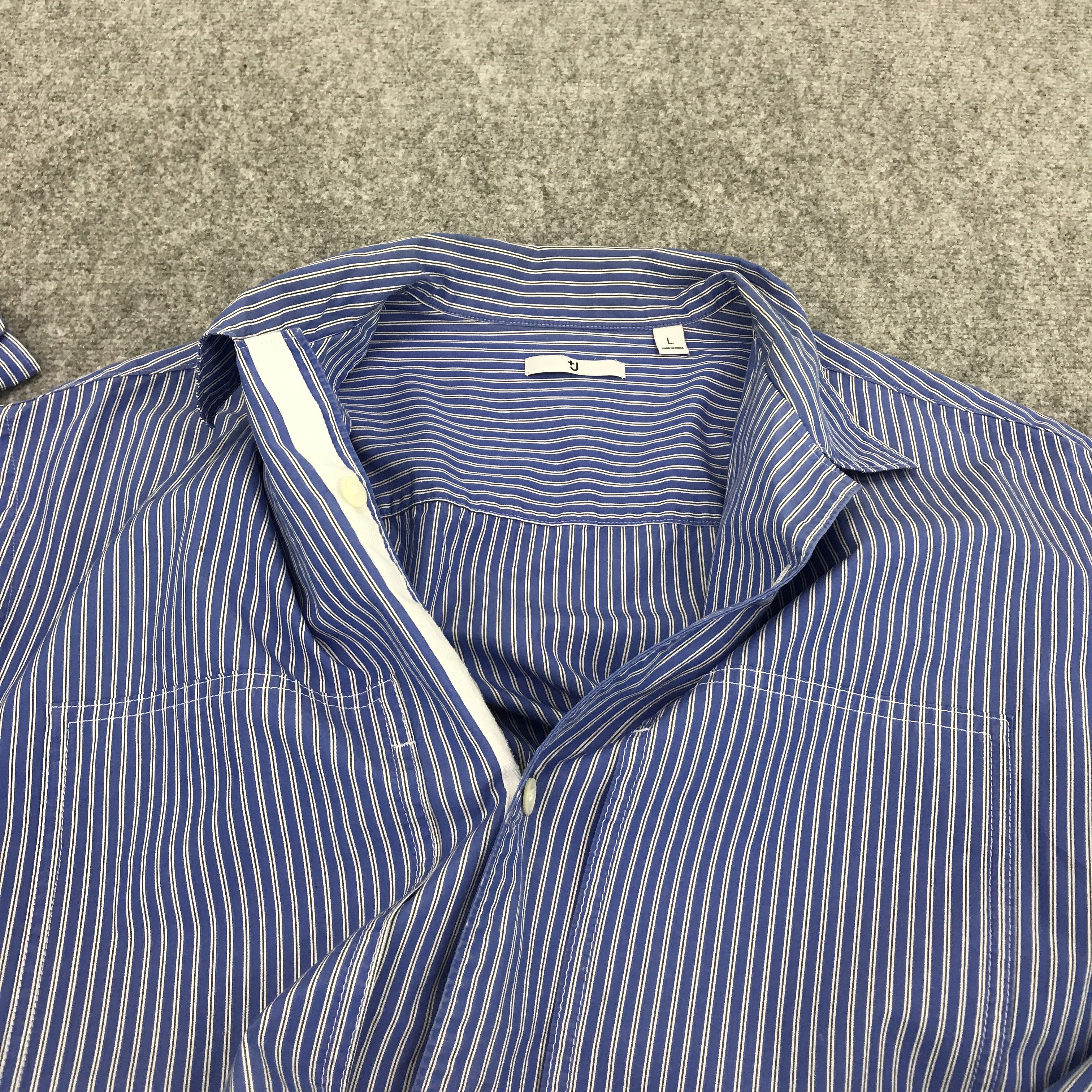 Jill Sander x uniqlo stripped button jacket