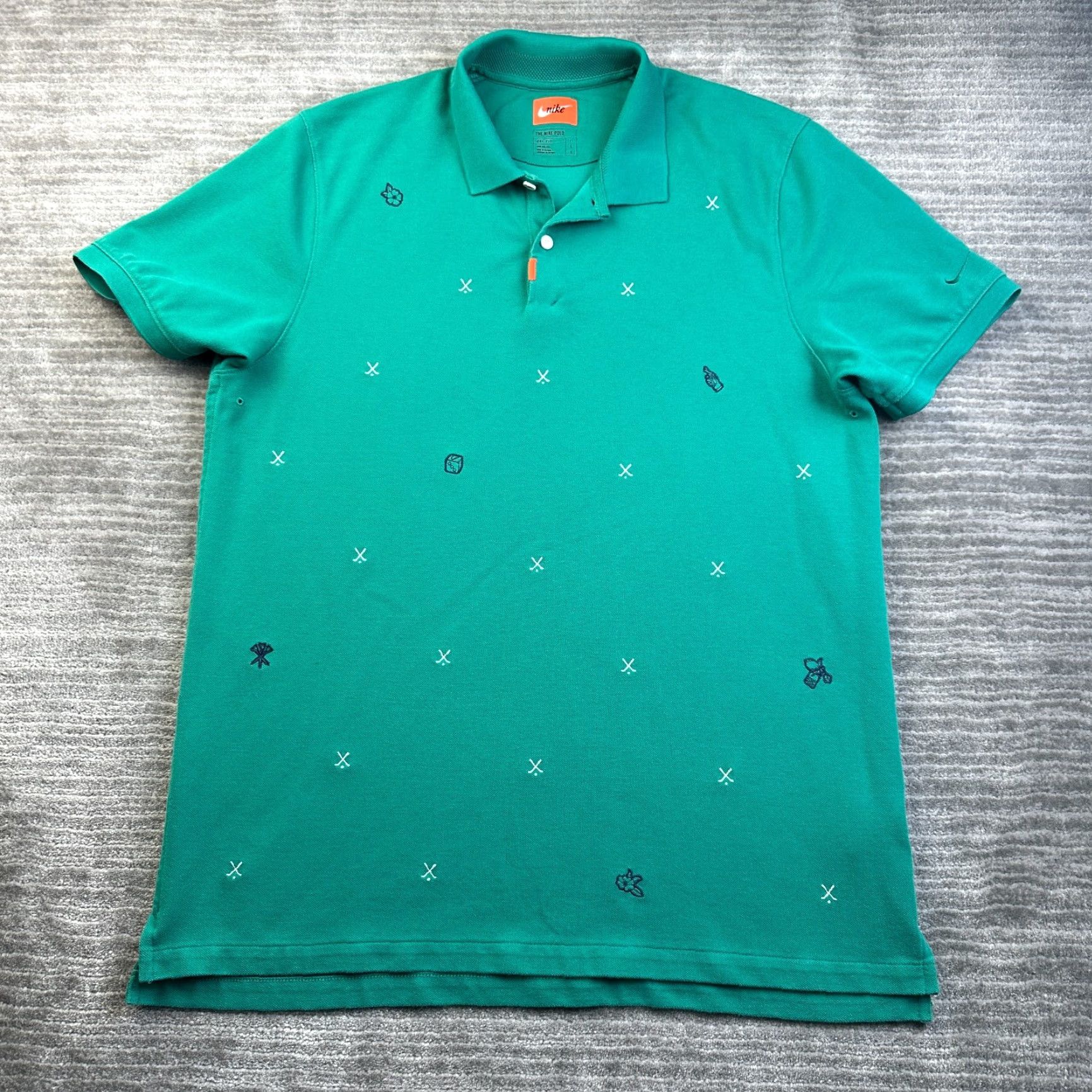 Nike Nike Polo Shirt Mens Large Green All Over Print Performance Pique Dri Fit Size US L / EU 52-54 / 3 - 2 Thumbnail