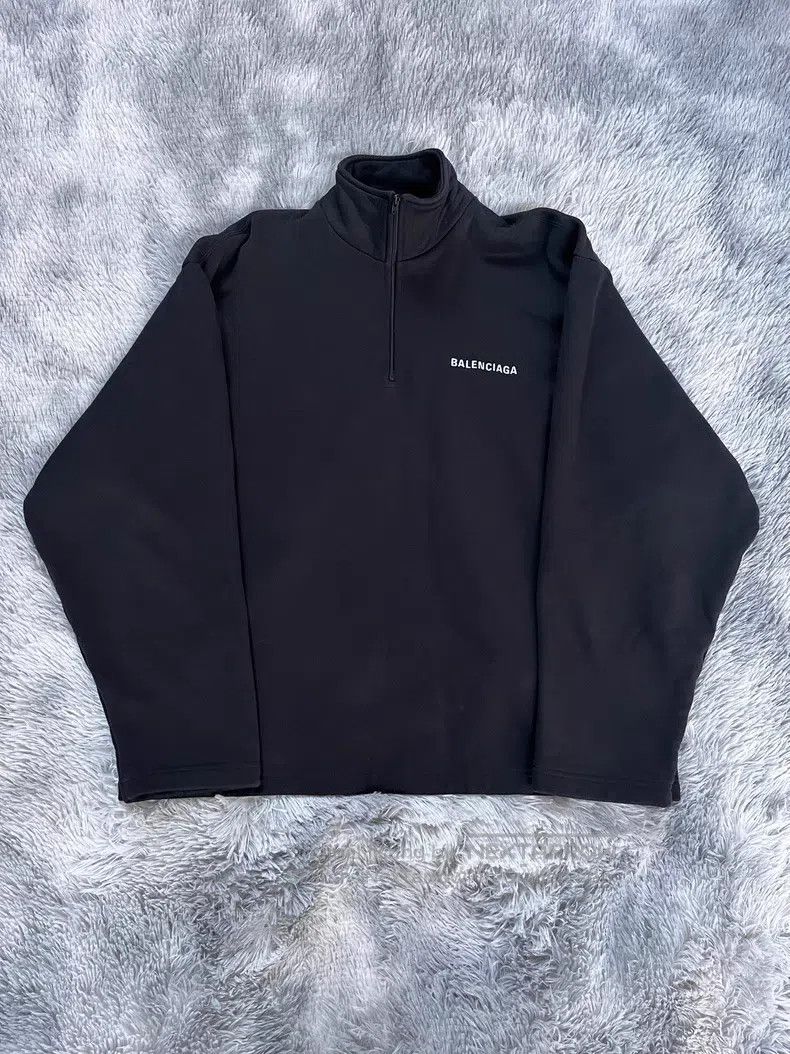 Balenciaga Balenciaga Black Half-Zip Ski Embroidered Logo Sweatshirt Size US S / EU 44-46 / 1 - 1 Thumbnail