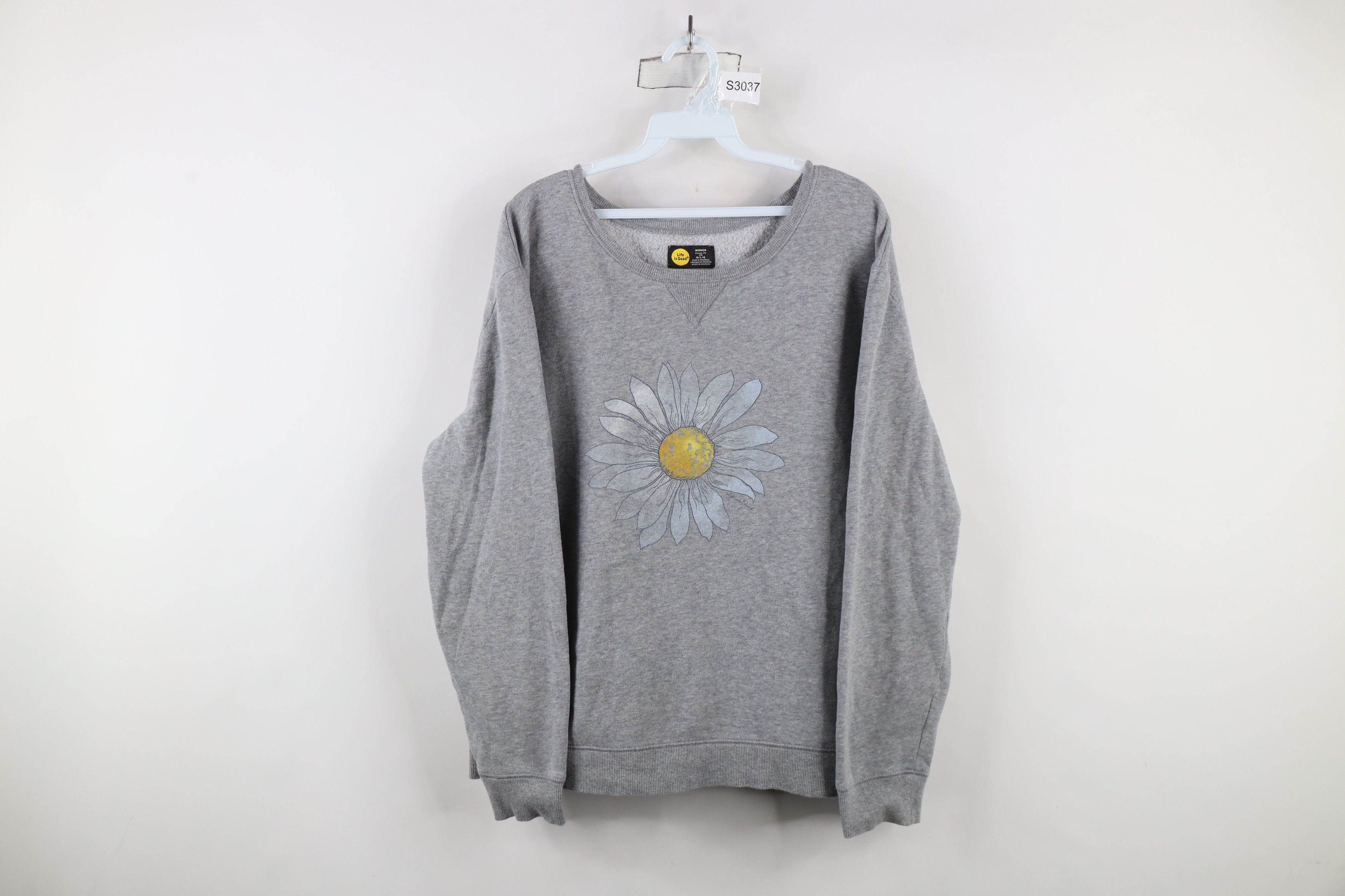 Life is Good Fit Spell Out Sunflower Crewneck Sweatshirt