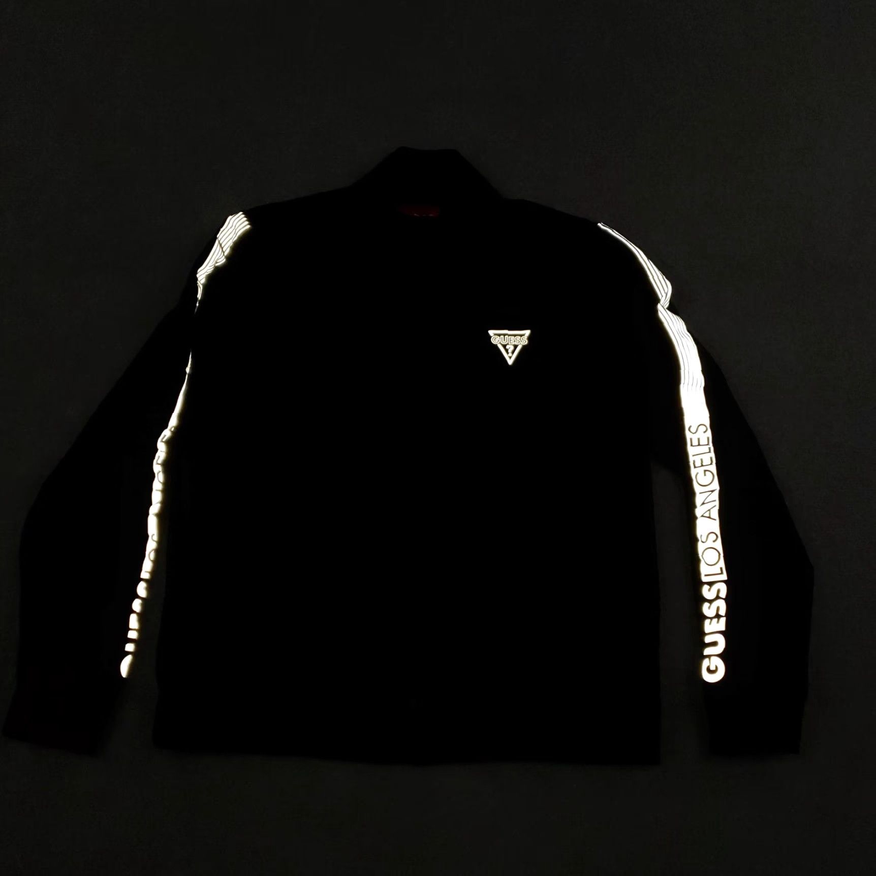 Guess VINTAGE GUESS Los Angeles Track Jacket Womens L Black Full Zip Reflective Logo, 90s Inspired, Activewear Womens Large Black Size L / US 10 / IT 46 - 2 Thumbnail