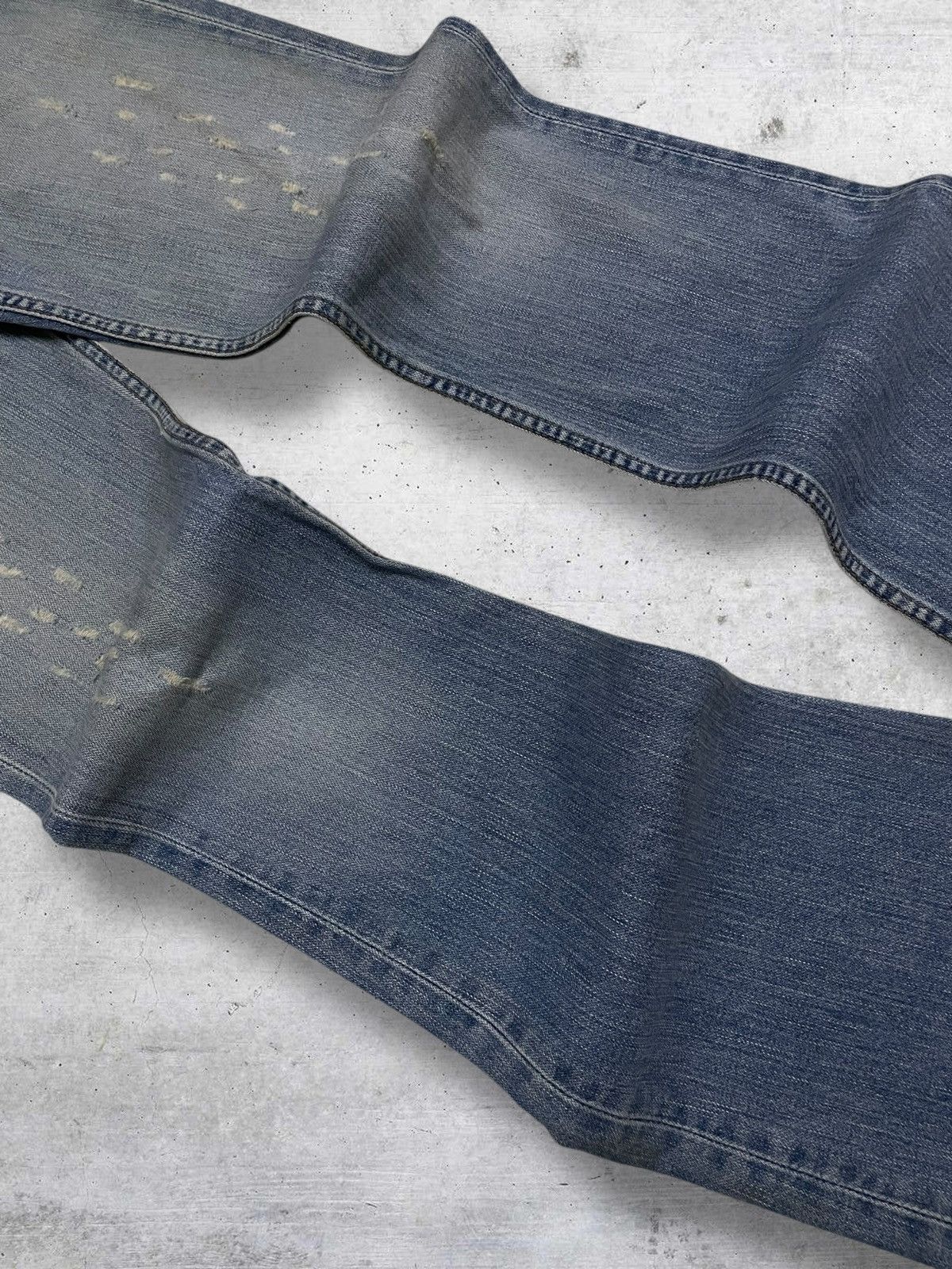 If Six Was Nine VINTAGE BIKE DENIM JAPAN DESIGNER DISTRESSED BLUE WASHED MUD Size US 29 - 5 Thumbnail