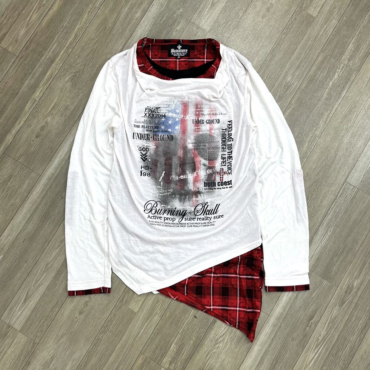 14th Addiction × If Six Was Nine × Japanese Brand Y2K Beaumere Double Layer Poem Gothic Grunge Punk LongSleeve Size US M / EU 48-50 / 2 - 1 Thumbnail