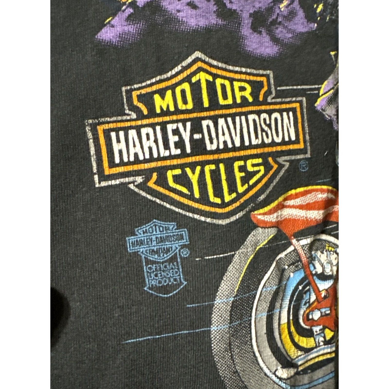 Harley Davidson VINTAGE 1991 Harley Davidson Lone Wolf Motorcycle T-Shirt USA SSI Single Stitch Black L Adult Mens Size US L / EU 52-54 / 3 - 4 Thumbnail