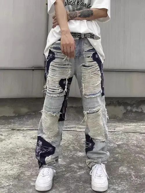 Japanese Brand Street hip hop grunge raw edge jeans Size US 32 / EU 48 - 7 Thumbnail