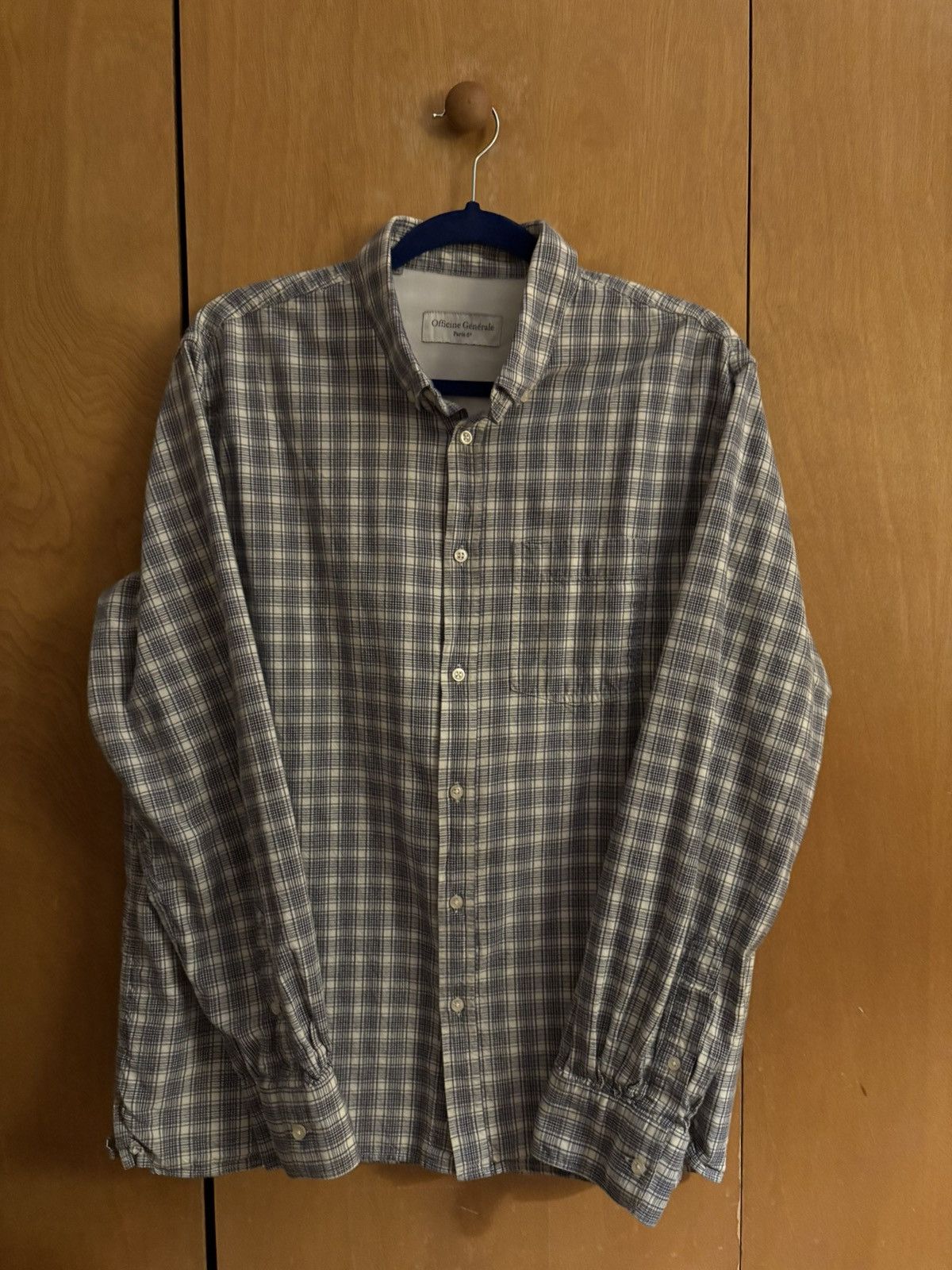 Officine Generale Officine Générale Blue and White Button-Down Size US M / EU 48-50 / 2 - 1 Thumbnail