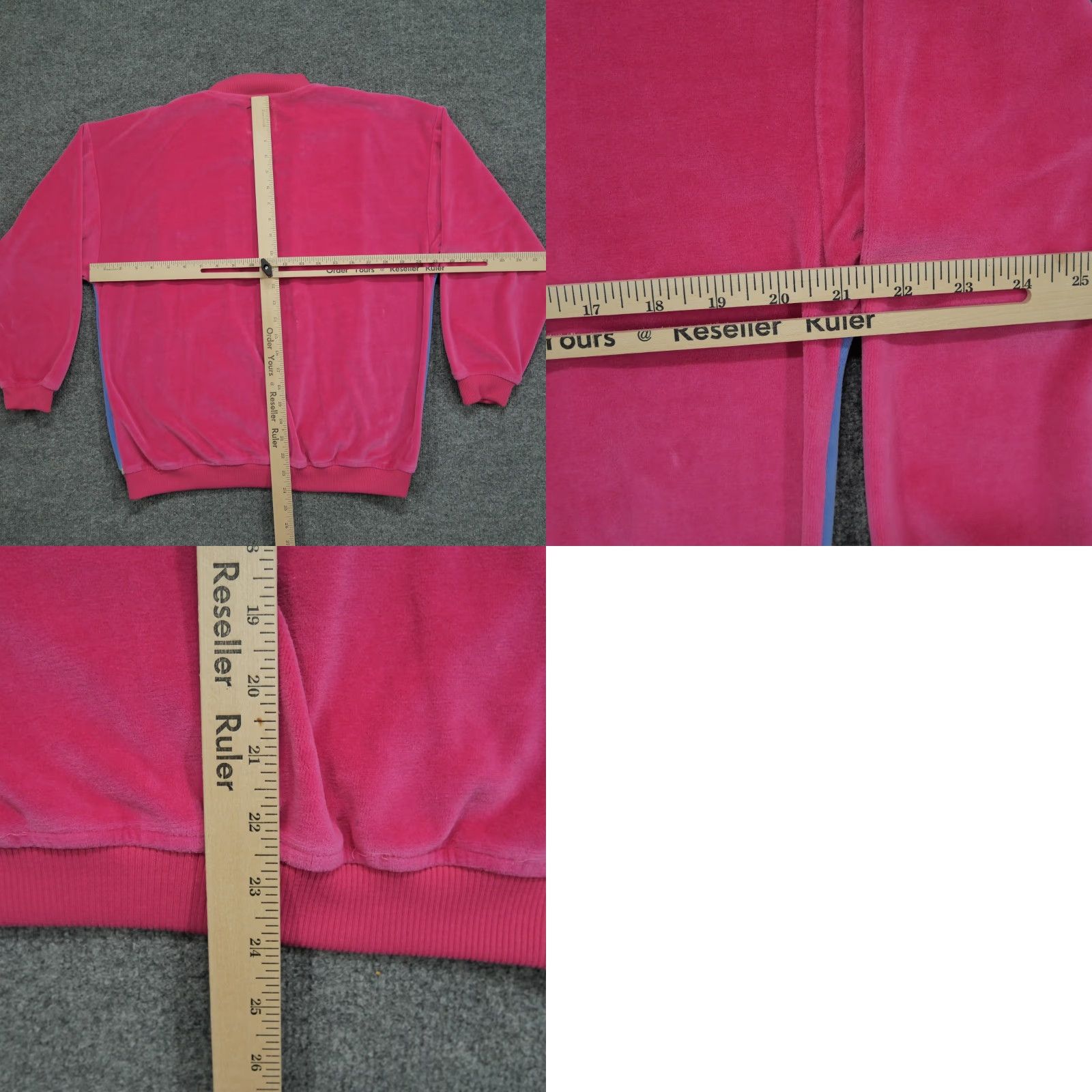 Velour VINTAGE Greenline Sports Sweatshirt Womens M Pullover Crew Neck Velour 90s Striped Pink Blue Cotton Blend Raglan Sleeve Size M / US 6-8 / IT 42-44 - 8 Thumbnail
