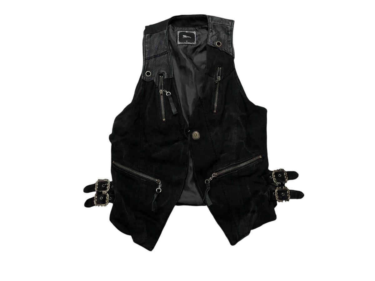 If Six Was Nine 2000s MIDAS PUNK VEST COTTON LEATHER DISTRESSED Size US S / EU 44-46 / 1 - 1 Thumbnail