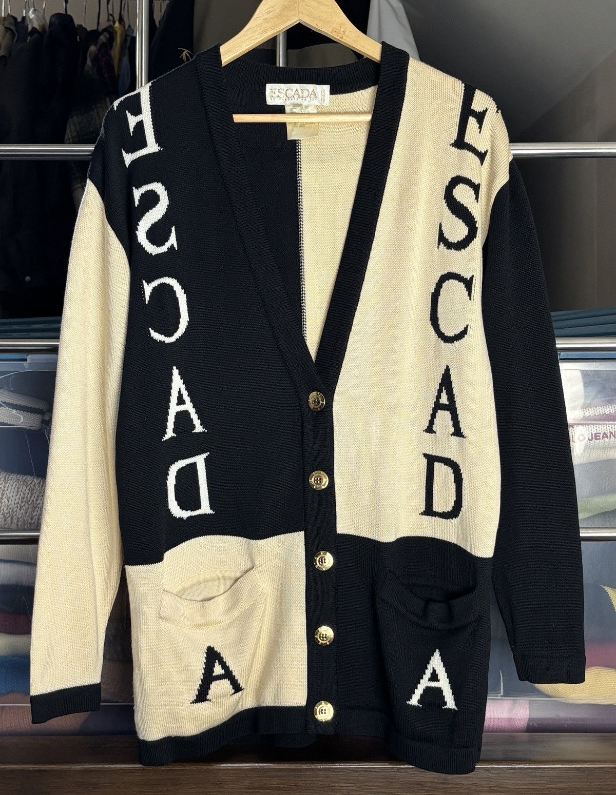 Escada Escada Vintage Two Tone Wool Buttoned Cardigan Sweater Size M / US 6-8 / IT 42-44 - 1 Thumbnail