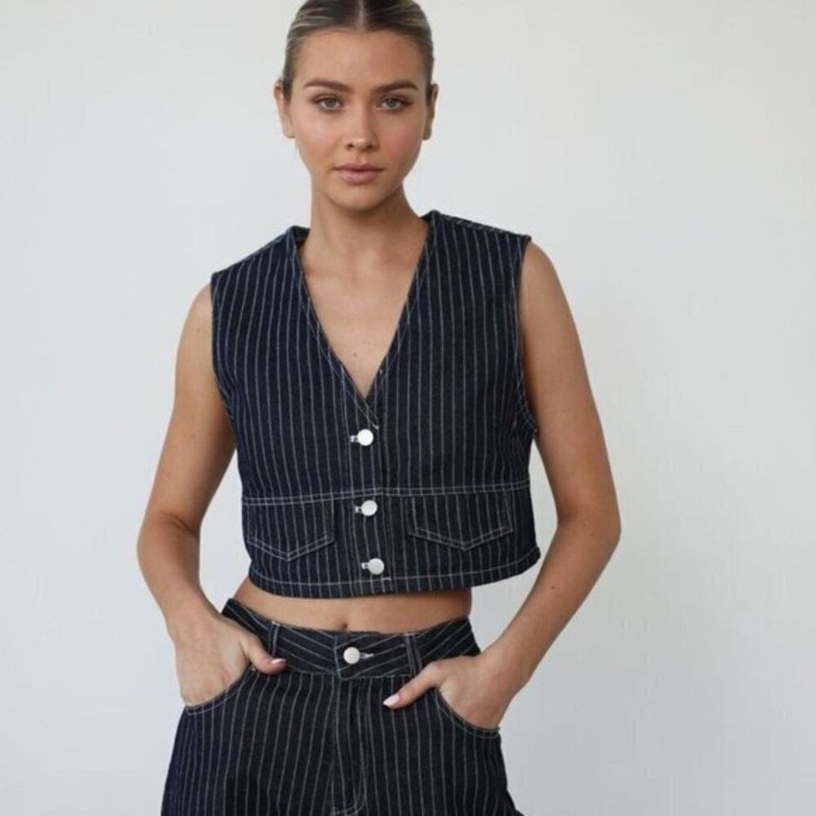 Zara ZARA Striped Cropped Vest NWT Size M / US 6-8 / IT 42-44 - 16 Thumbnail