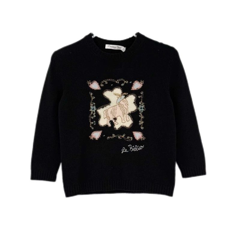 Dior Dior Black Clover Goat Cashmere Sweater Size US S / EU 44-46 / 1 - 1 Thumbnail