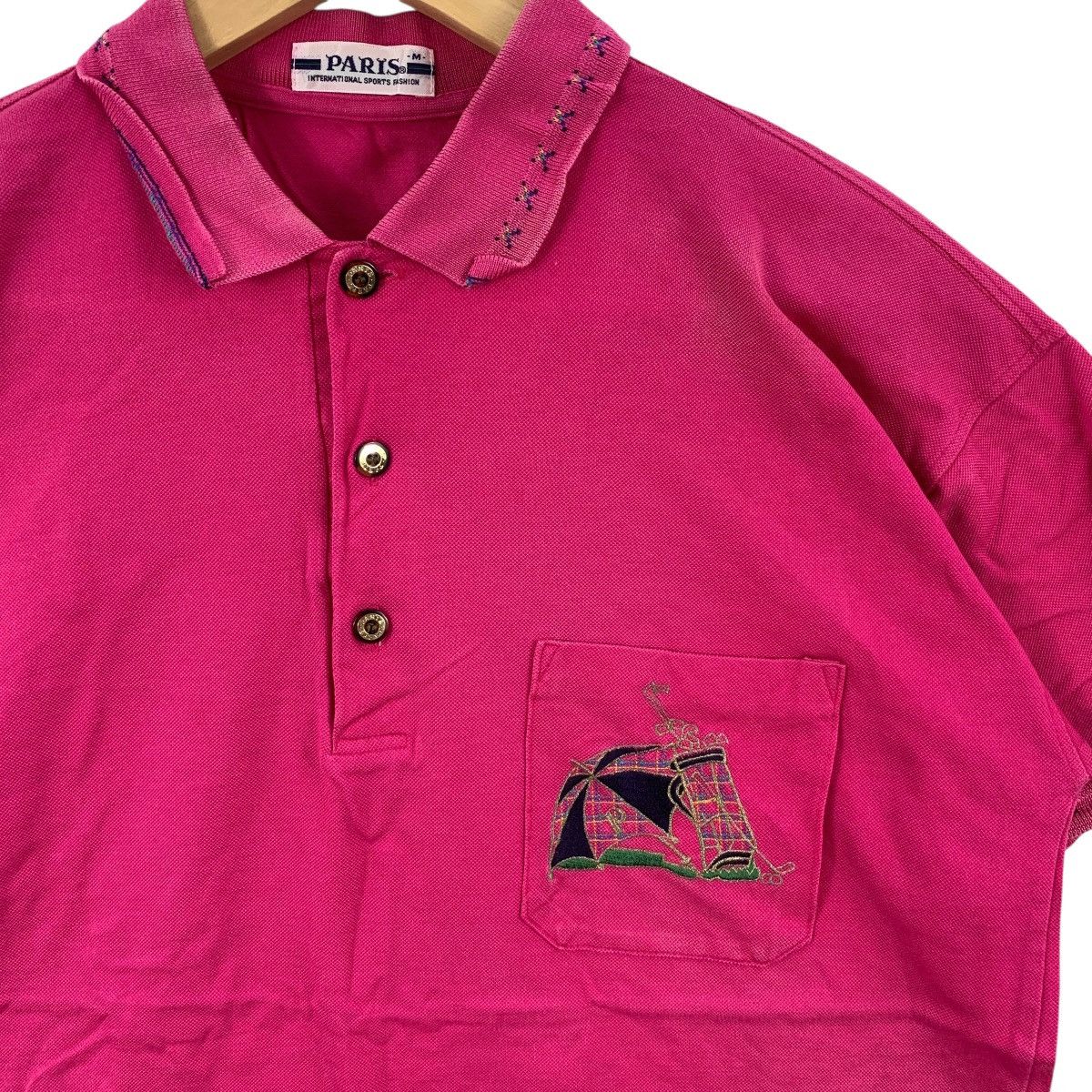 Vintage Vintage PARIS GOLF CLUB Embroidered Logo Pink Polo Tee Size M / US 6-8 / IT 42-44 - 5 Thumbnail