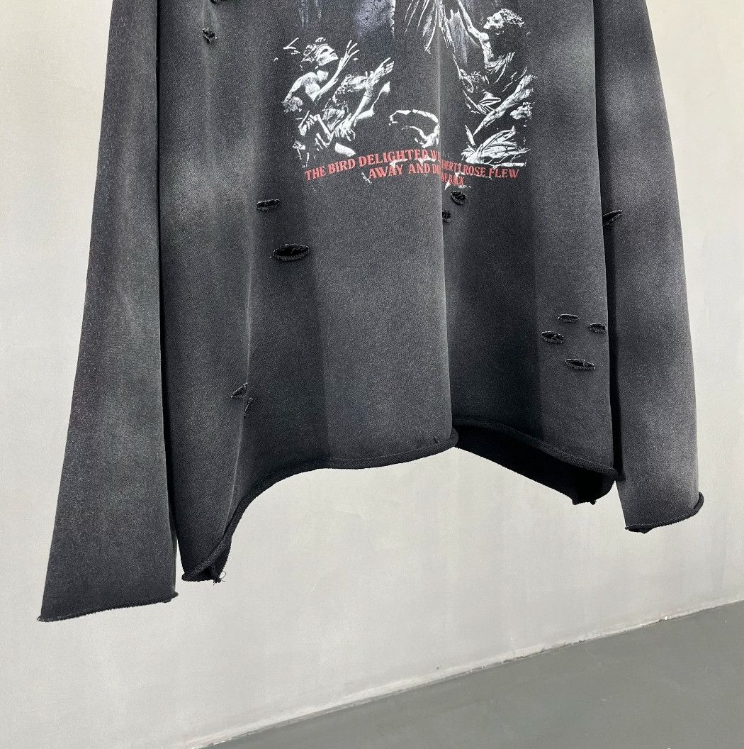 Designer × Vintage Oversized Printed Hoodie Irregularly Perforated Frilled Y2K Size US XL / EU 56 / 4 - 4 Thumbnail