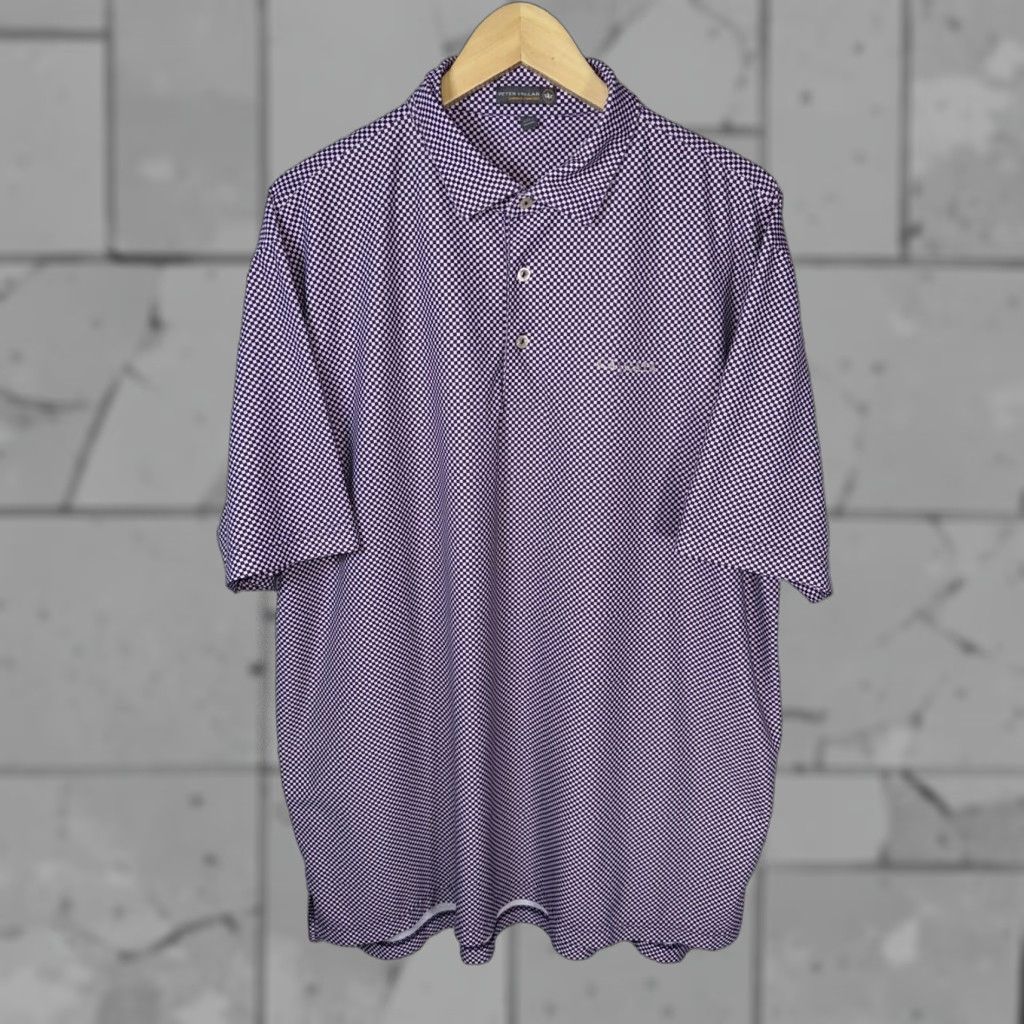 Peter Millar PETER MILLAR Summer Comfort Purple/white Checkered Shirt Mens XL Stretchy Size US XL / EU 56 / 4 - 1 Thumbnail