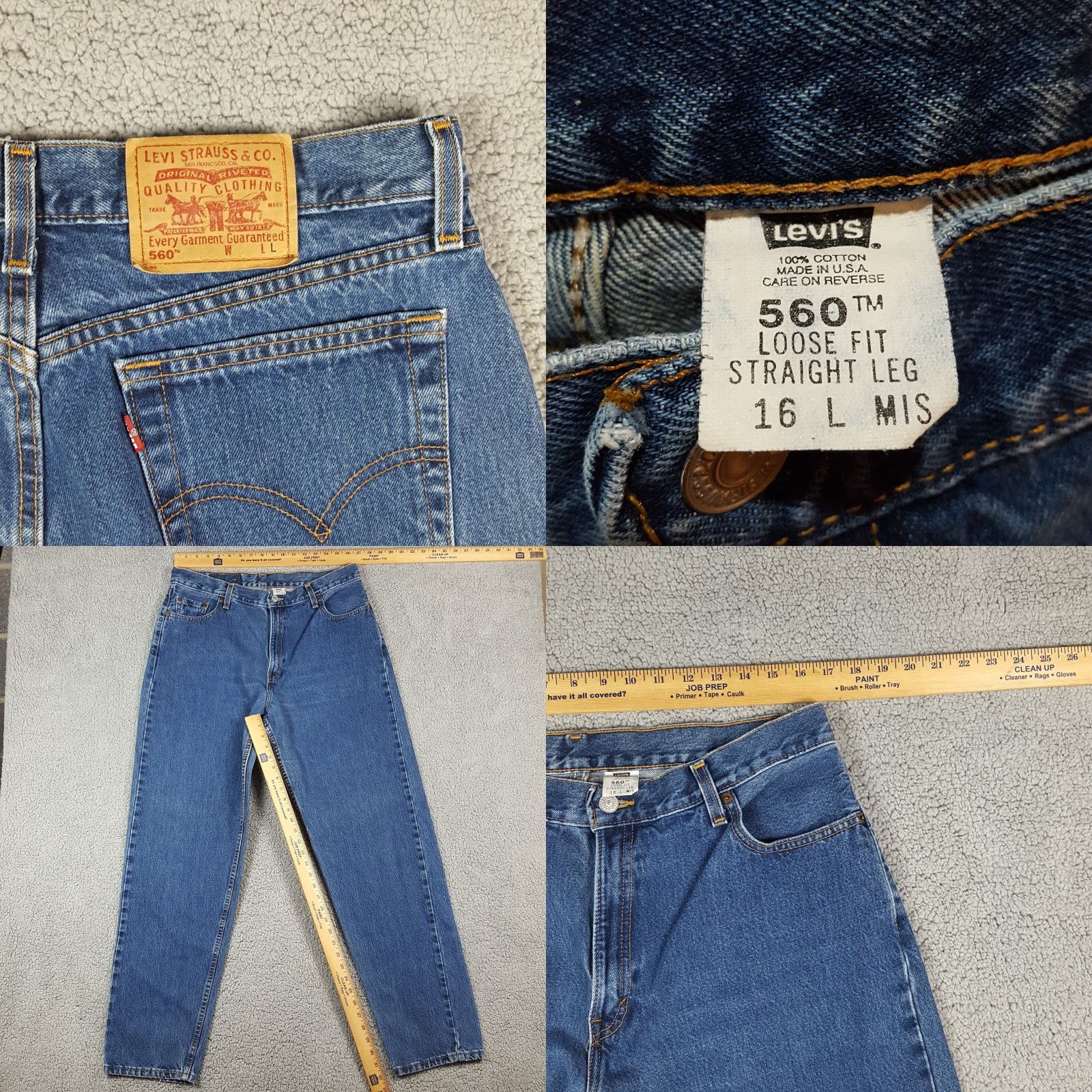 Levi's VINTAGE Levi's 560 High Rise Loose Fit Straight Leg Women's Jeans Size 16 Blue 90s Y2K Size 38" / US 16 / IT 52 - 8 Thumbnail