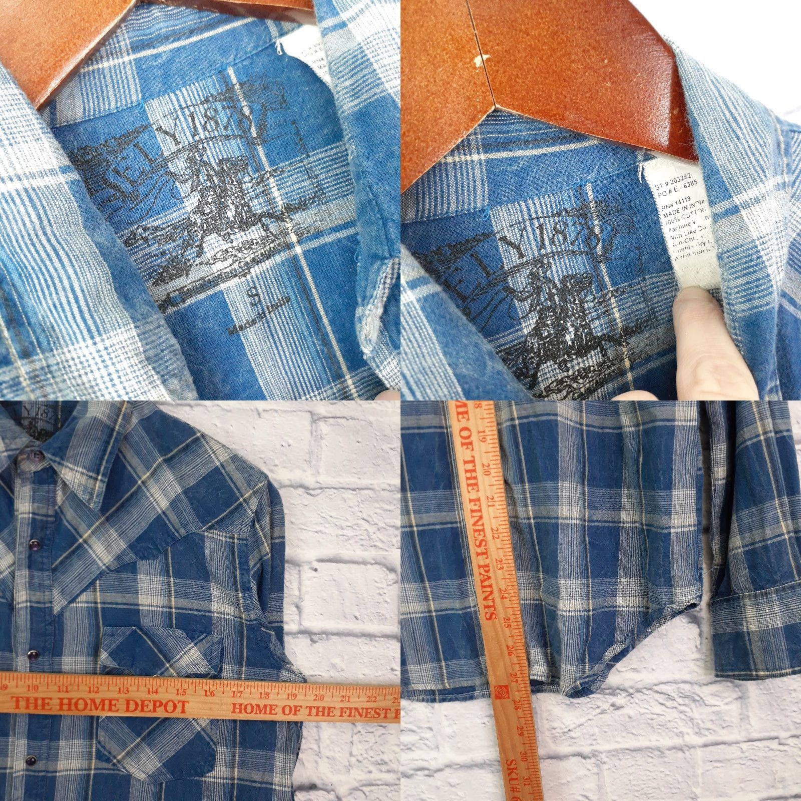 Vintage VINTAGE Ely 1878 Western Cowboy Long Sleeve Pearl Snap Plaid Shirt Mens Small Blue Size US S / EU 44-46 / 1 - 8 Thumbnail