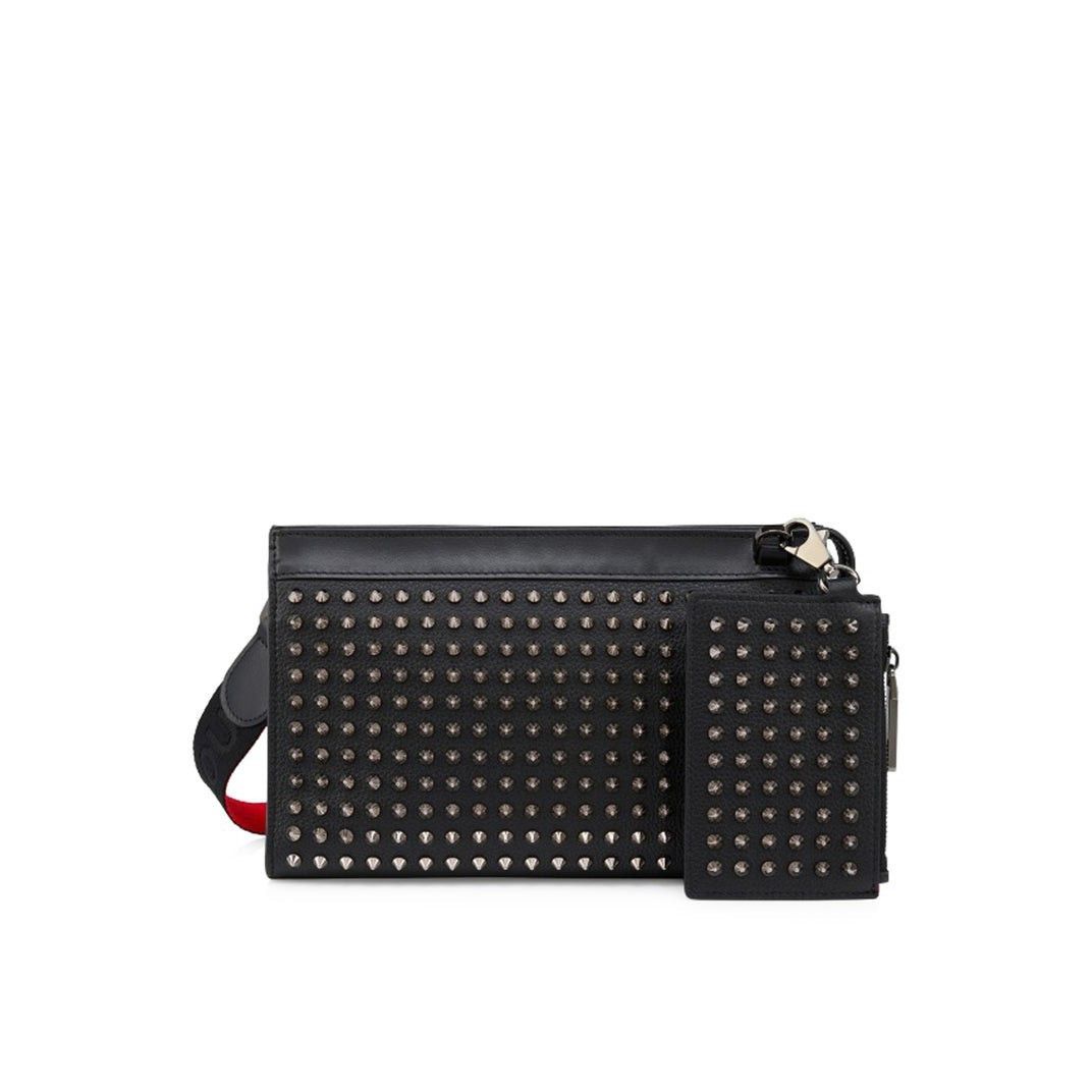 CHRISTIAN LOUBOUTIN Funky Black Leather Shoulder Bag New & A