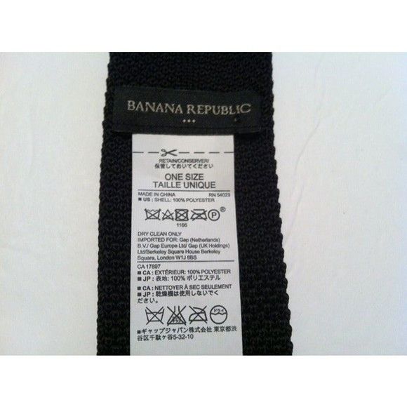 Banana Republic BANANA REPUBLIC MEN'S NEW BLACK 100%POLYESTER TIE WIDTH: 2" Size ONE SIZE - 6 Thumbnail