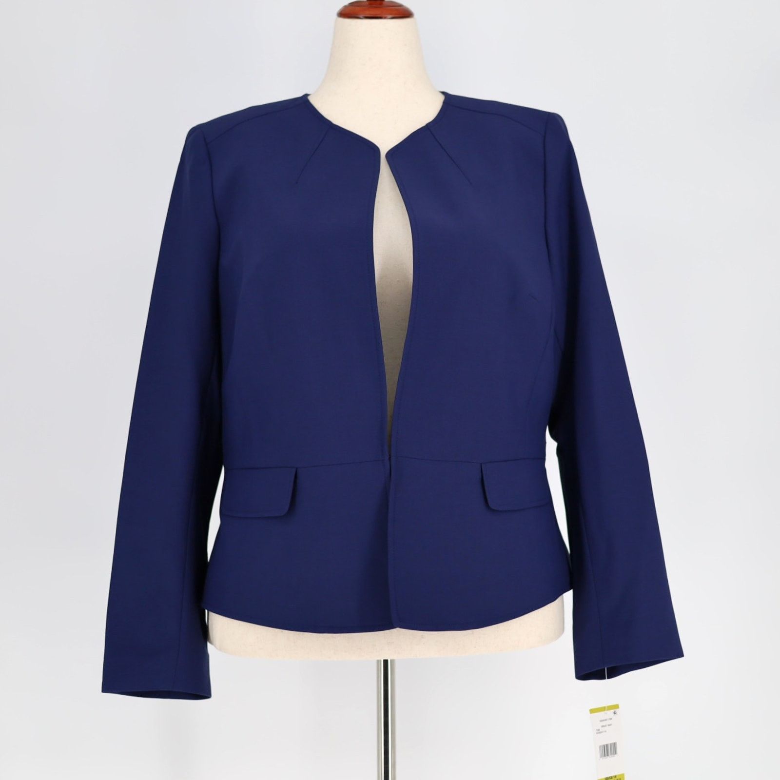 The Unbranded Brand Le Suit Women Bright Navy Open Front Suit Blazer Size US 14 Size XL / US 12-14 / IT 48-50 - 2 Thumbnail