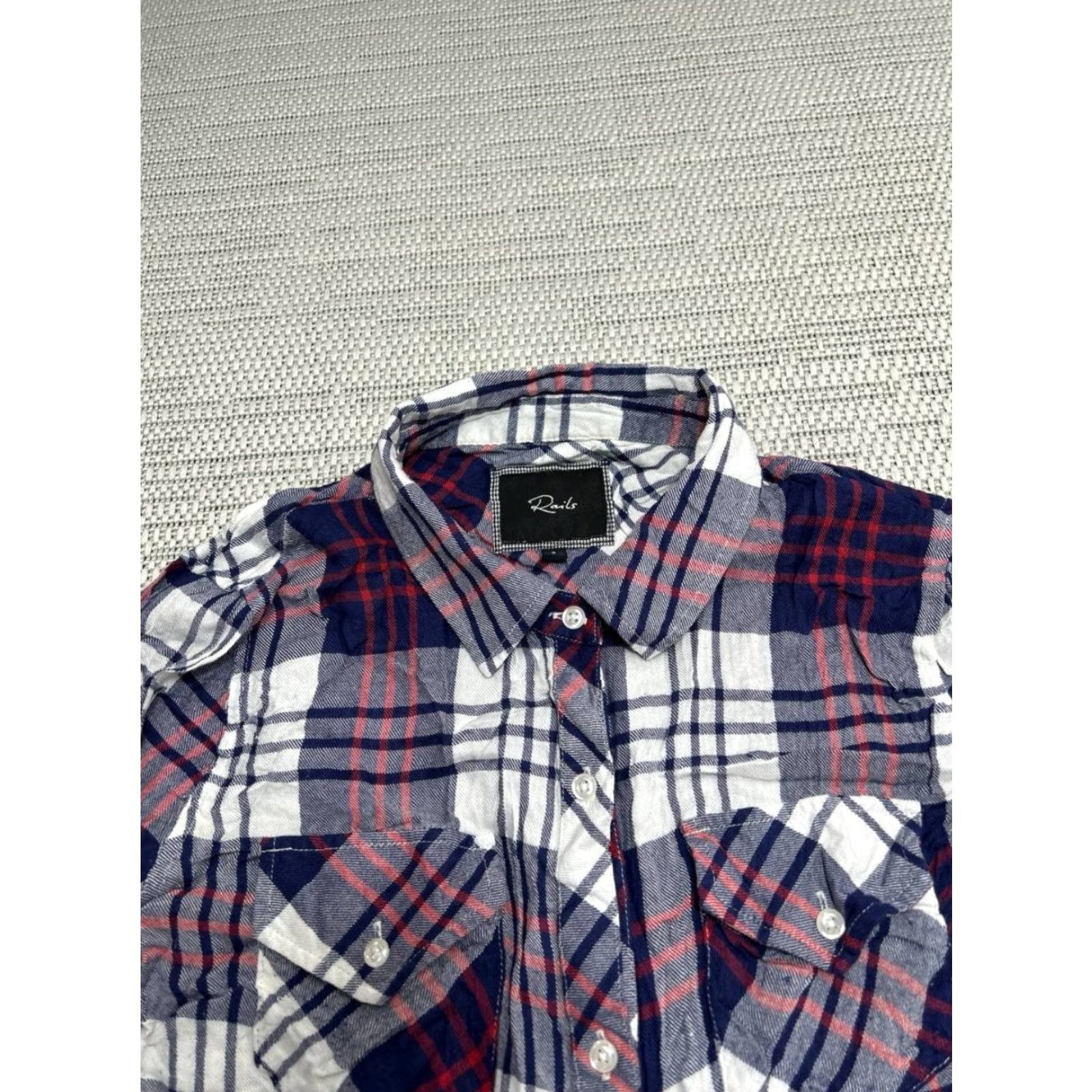 Rails Rails Shirt Womens Small Multicolor Plaid Collared Button Up Flannel Rayon Pocket Easy Care Lightweight Curved Hem Casual Size S / US 4 / IT 40 - 3 Thumbnail