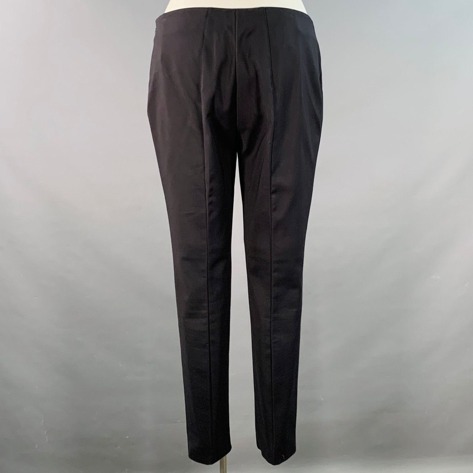 Akris AKRIS Size 12 Black Cotton Blend Side Zipper Dress Pants Size 34" / US 12 / IT 48 - 2 Thumbnail