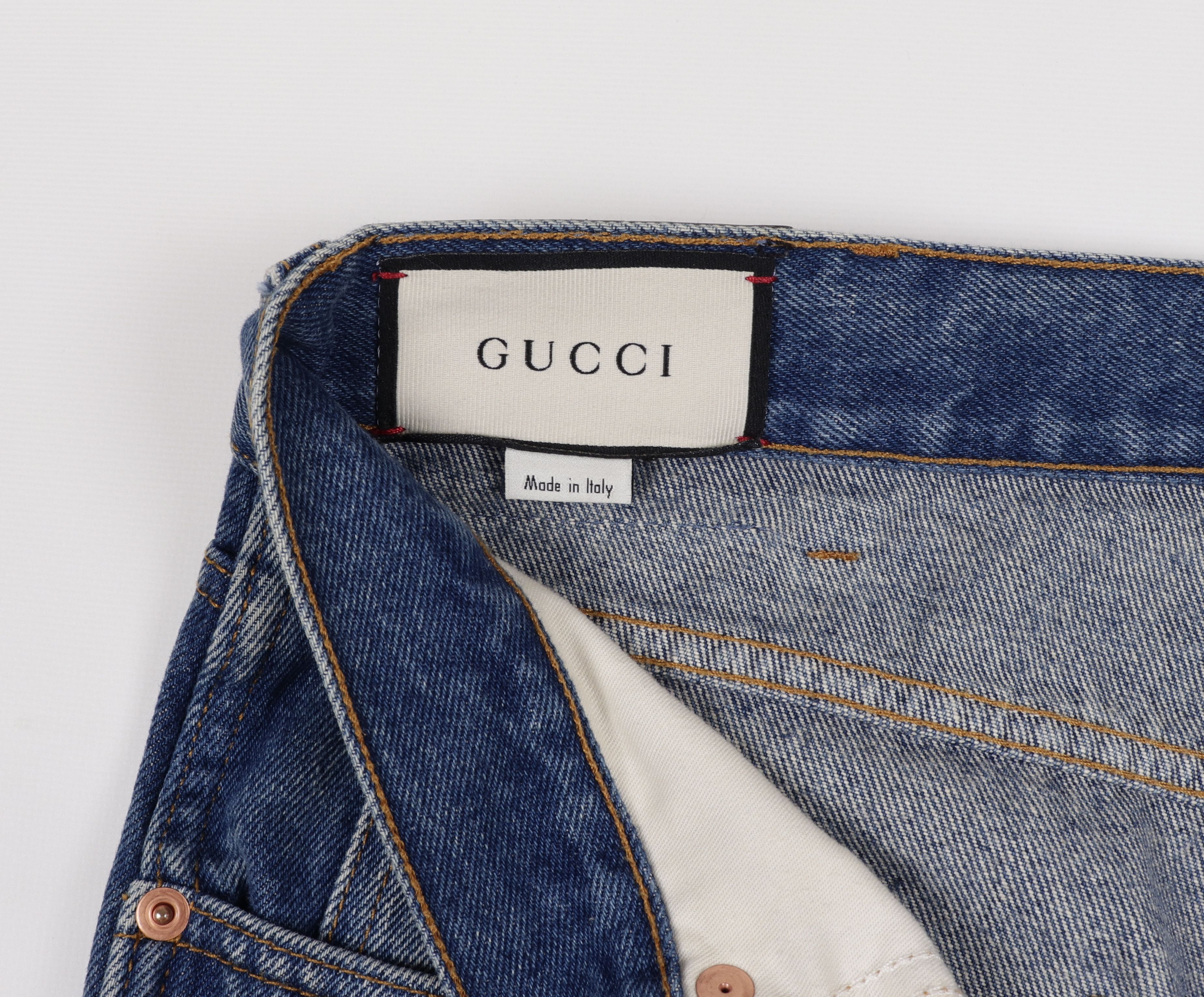 Gucci Men's Gucci Cotton Blue Jeans GG Web Patch Size W32-33" Size US 33 - 10 Thumbnail