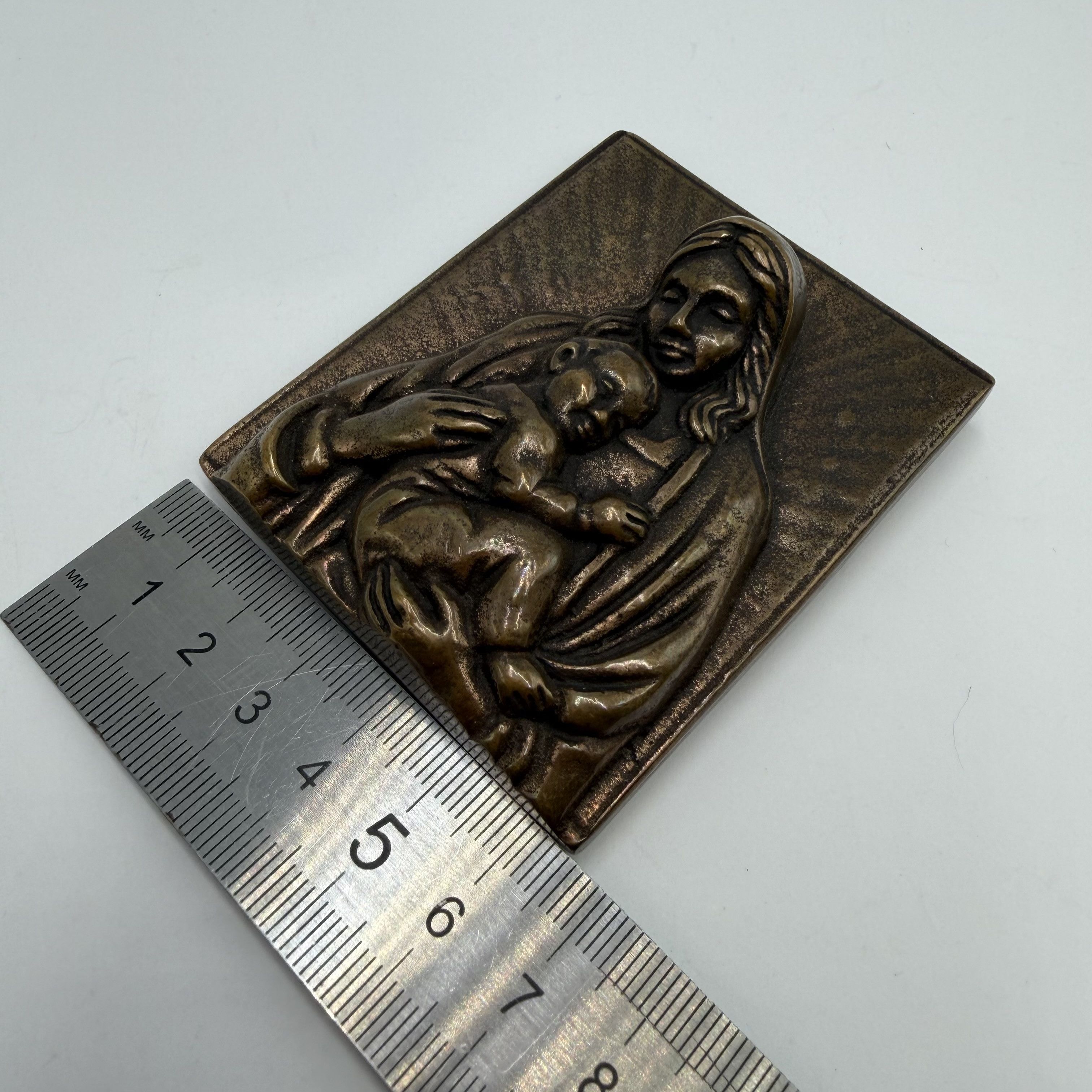 Vintage Vintage German Bronze Madonna & Child Wall Plaque Religious Size ONE SIZE - 6 Thumbnail