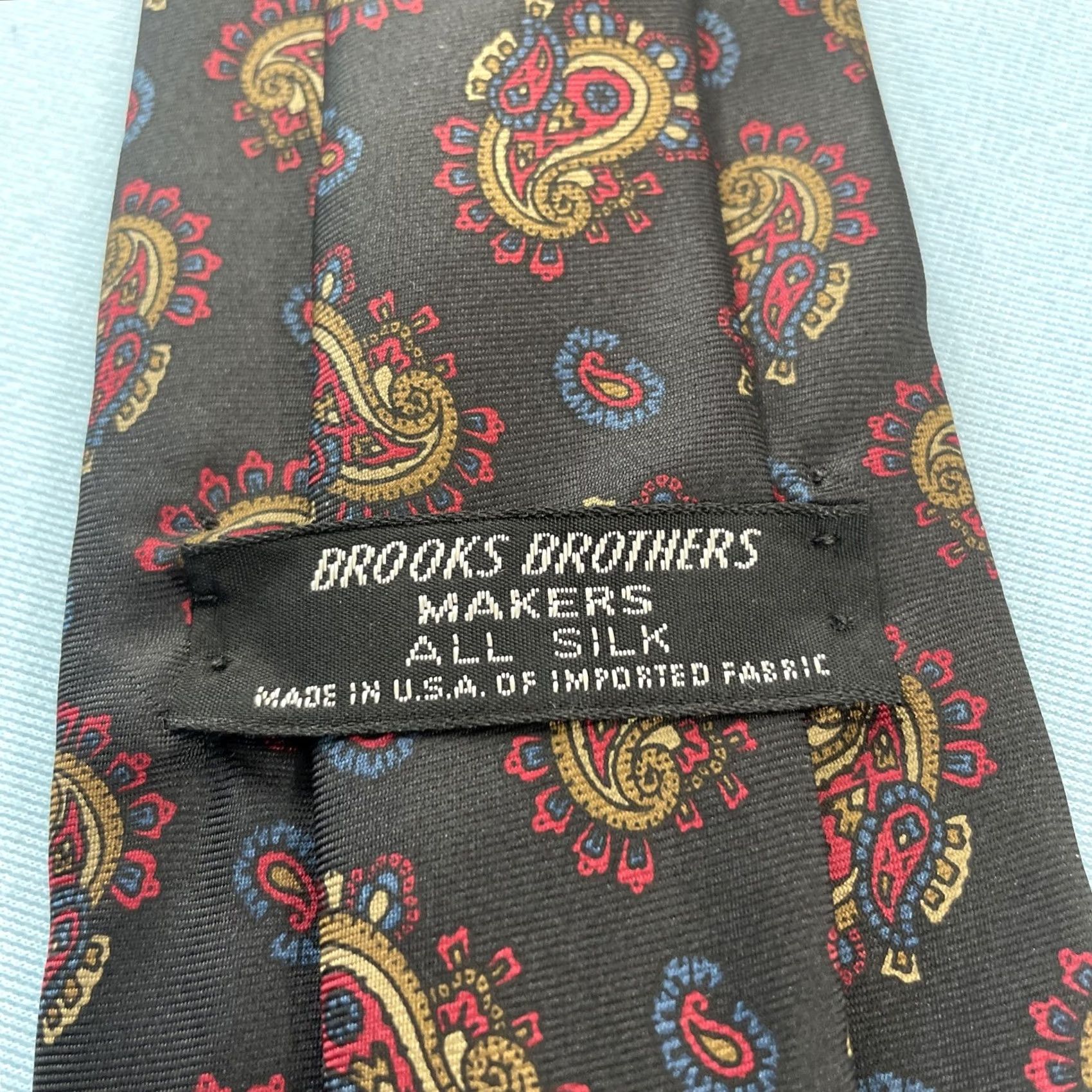 Brooks Brothers VTG Brooks Brothers Makers Silk Tie Deco Teardrop Paisley Black Bronze 1960s USA Mens Neckwear 60" 3.2" Wide Paisley Size ONE SIZE - 4 Thumbnail