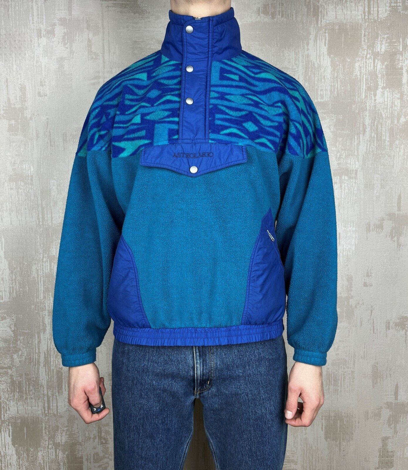 Vintage 90's Astrolabio Abstract Ski Snowboard Fleece Sweater Size US L / EU 52-54 / 3 - 2 Thumbnail