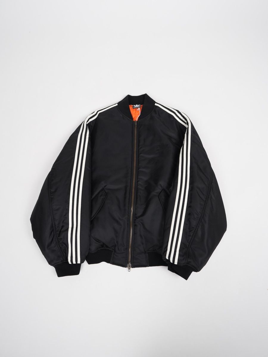 image of Adidas Zip Up Bomber Jacket in Black, Men's (Size Medium)